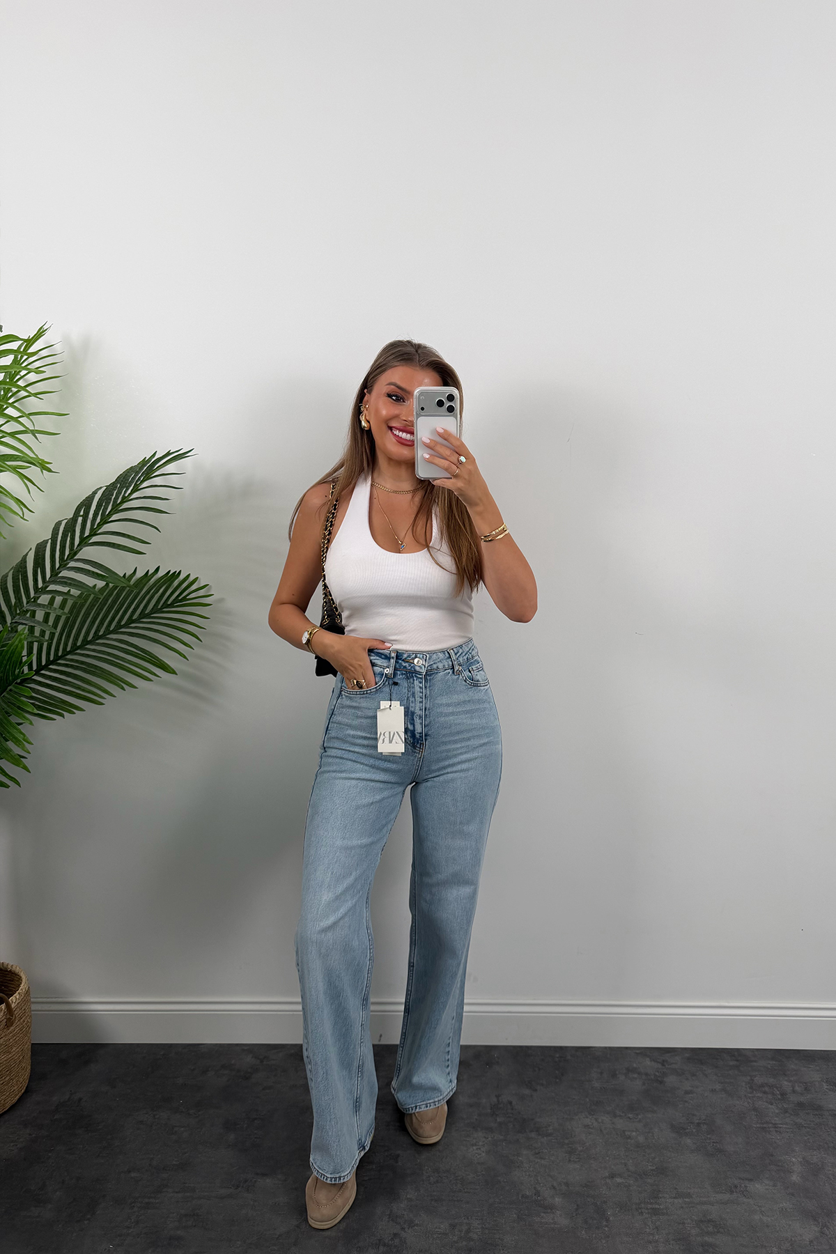 Premium Seri Bol Paça Yüksek Bel Jean Light Blue 1006