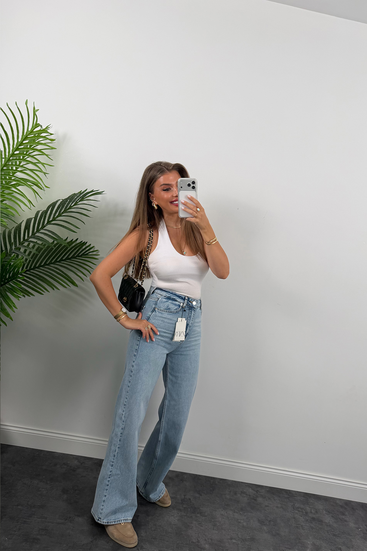 Premium Seri Bol Paça Yüksek Bel Jean Light Blue 1006