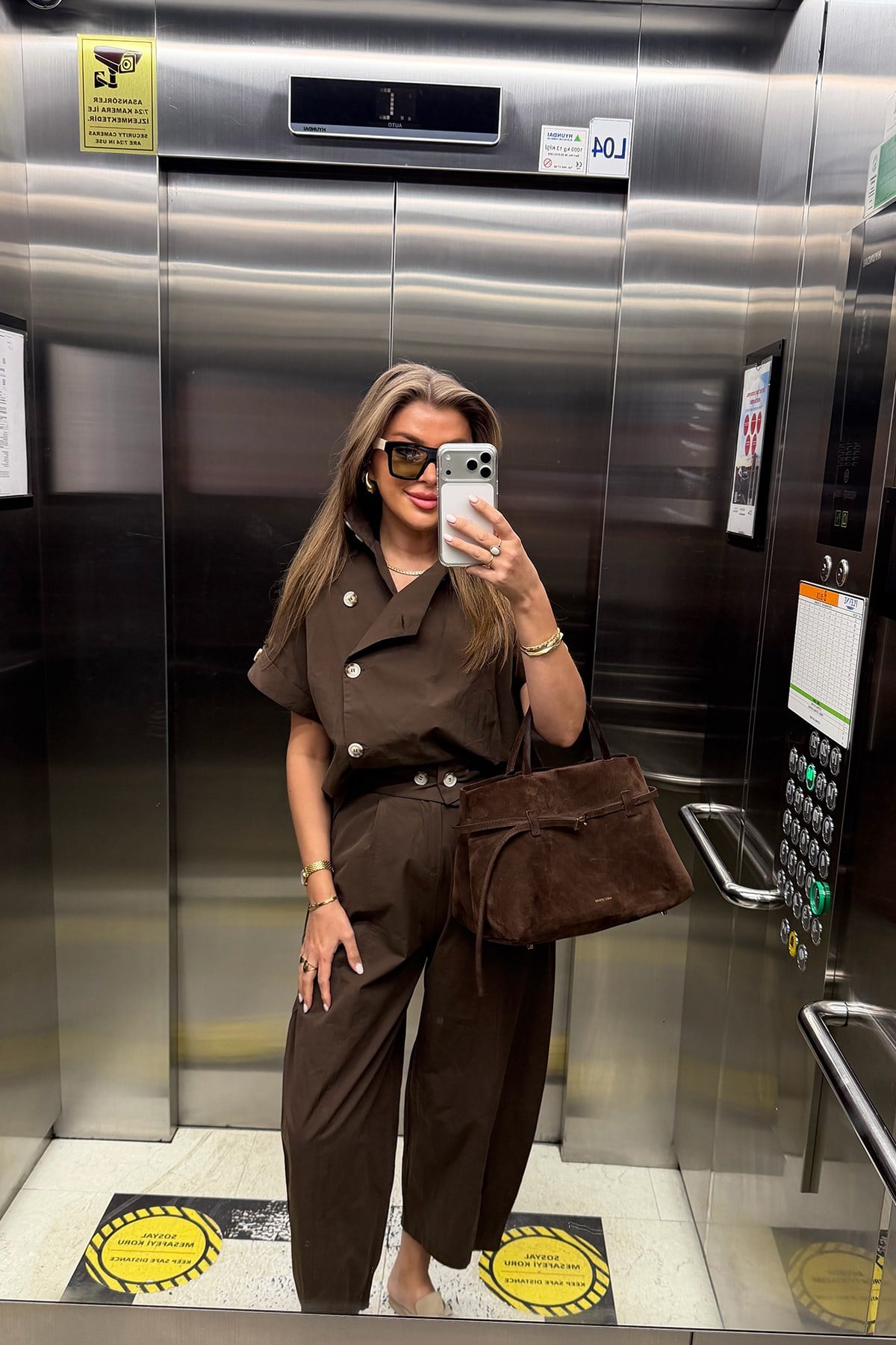 Premium Seri Dik Yaka Yelek Pantolon Harem Takım Acı Kahve