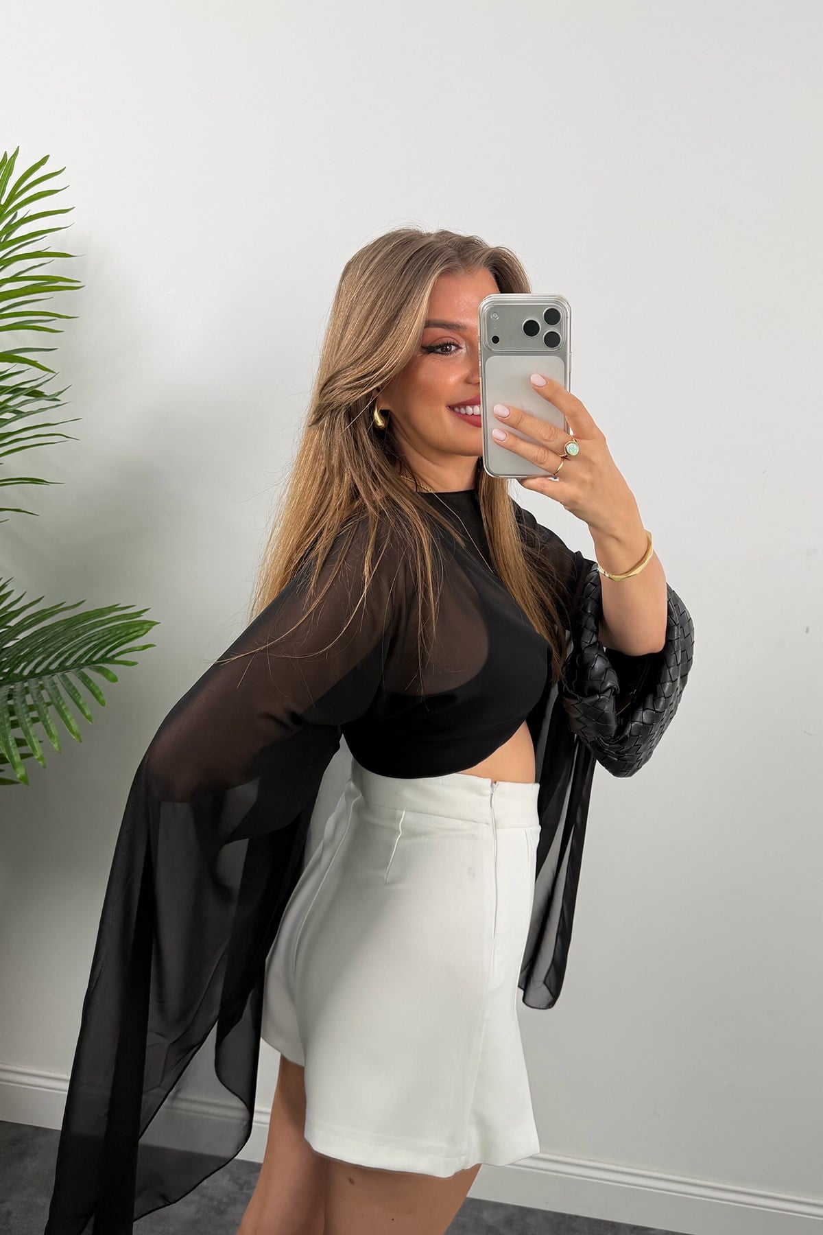 Premium Seri Double Kumaş Şort Etek Beyaz