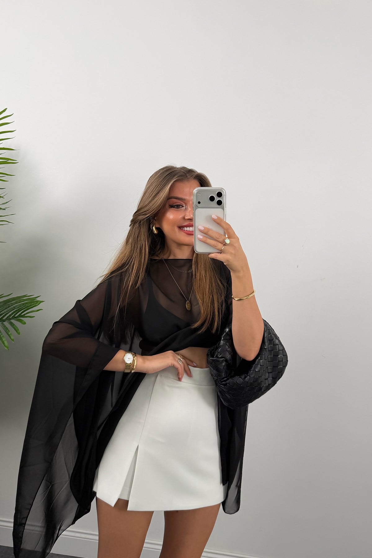 Premium Seri Double Kumaş Şort Etek Beyaz