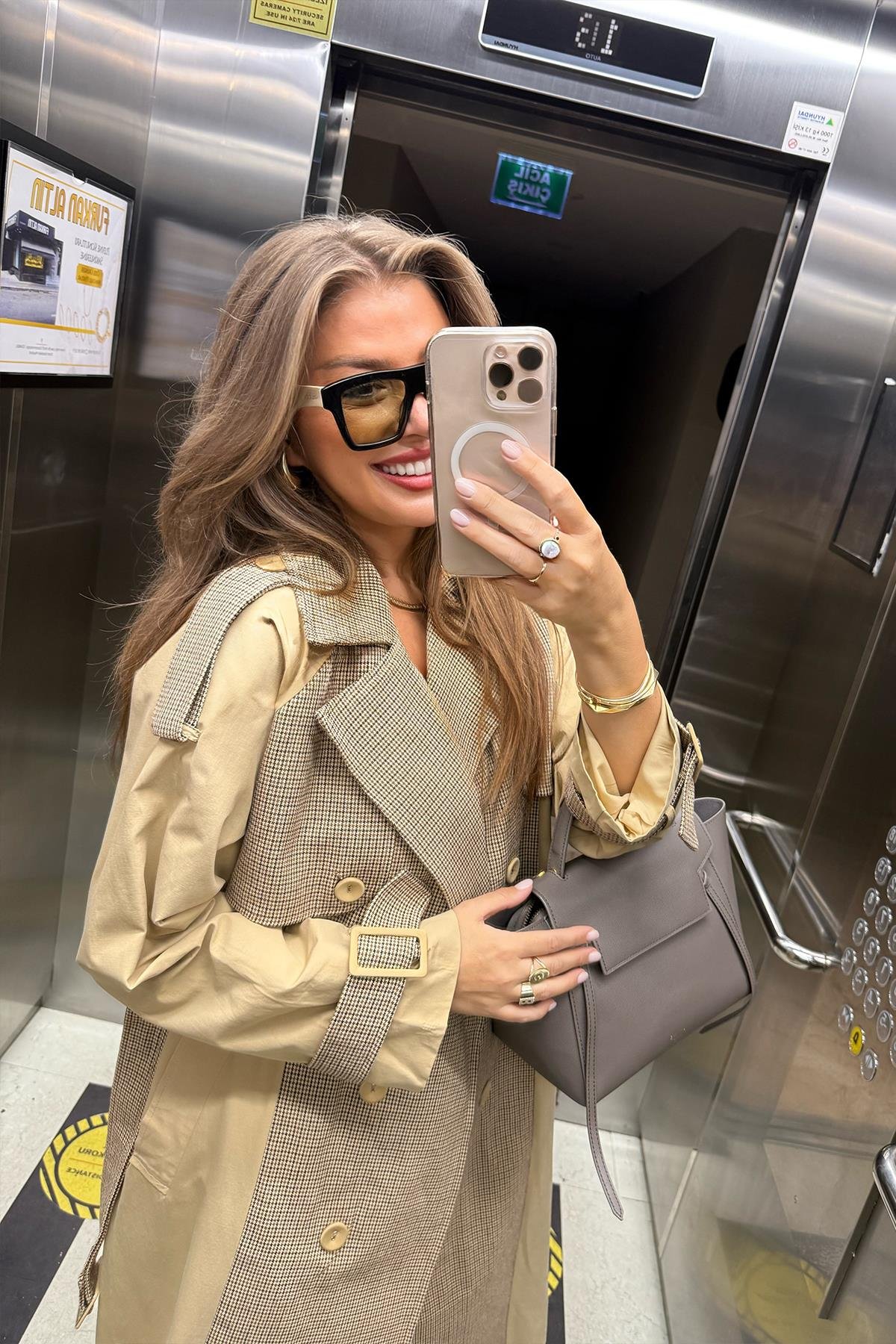 Premium Seri Ekose Garnili Tasarım Trençkot