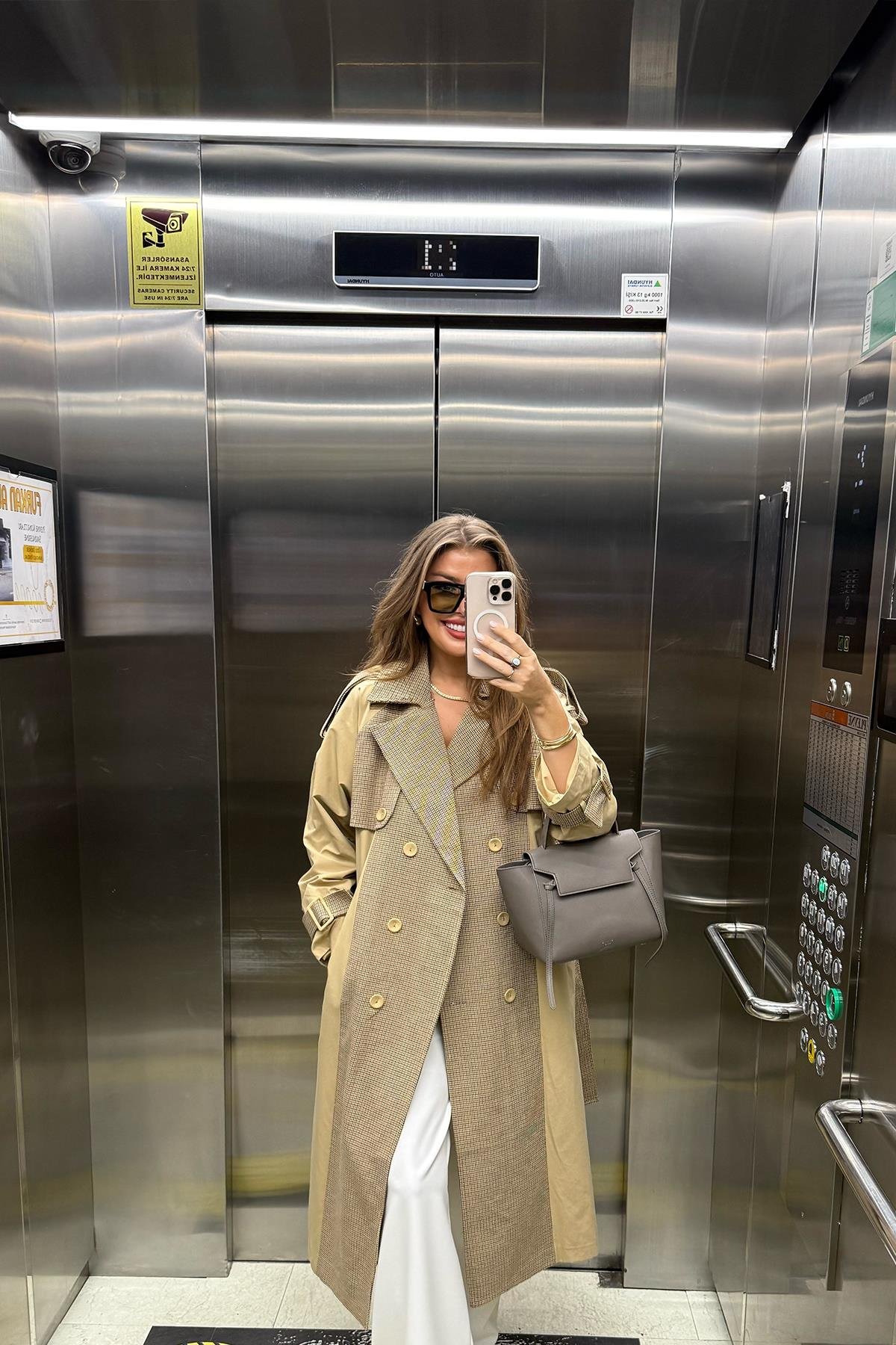 Premium Seri Ekose Garnili Tasarım Trençkot