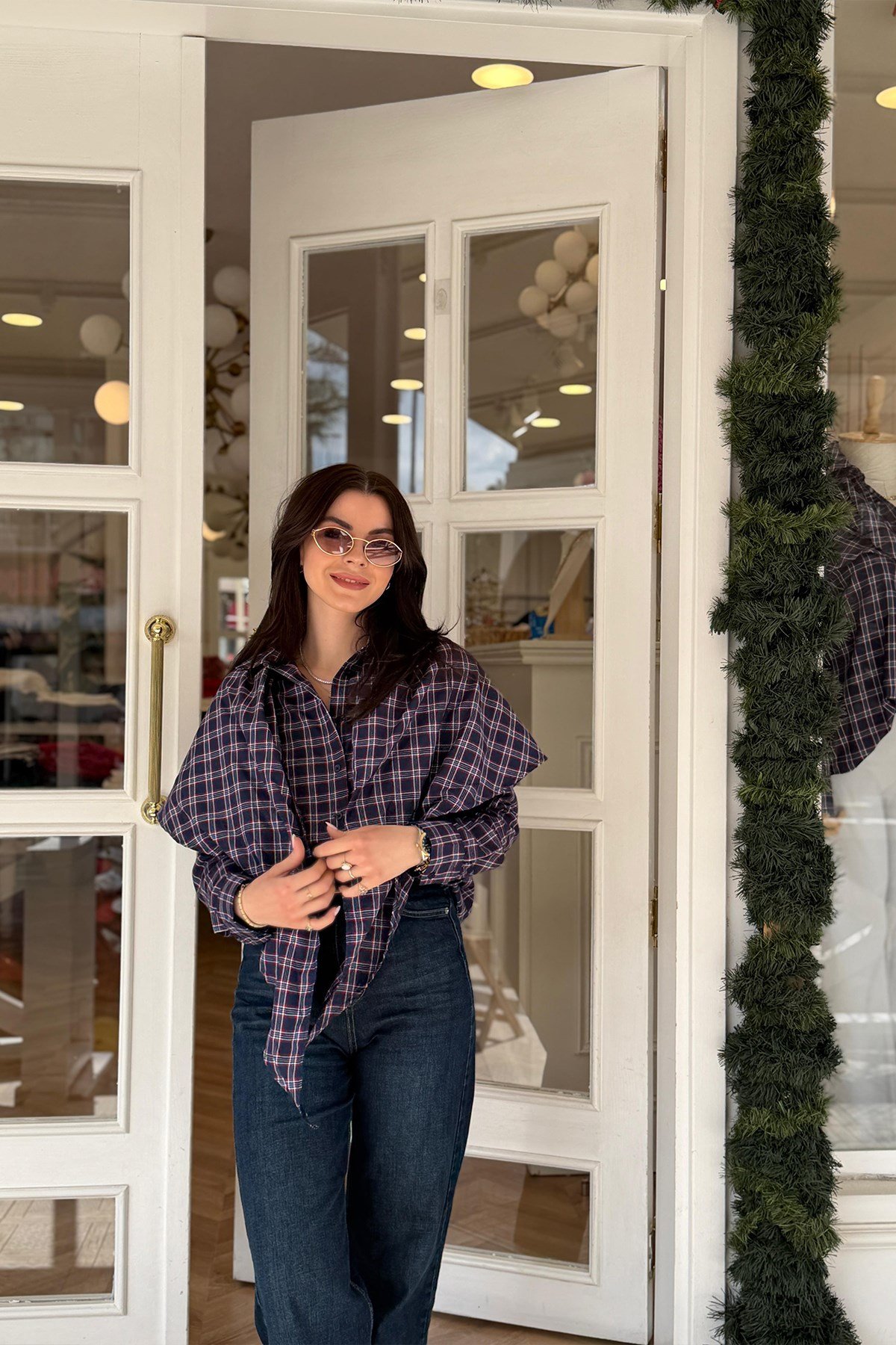 Premium Seri Ekoseli Şallı Tasarım Gömlek