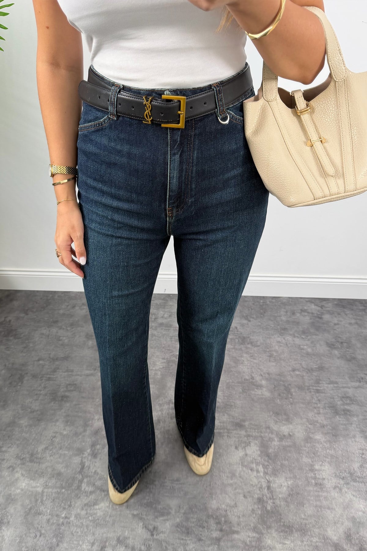 Premium Seri Kalem Paça Ütülü Palazzo Jean 1014 Tintli Dark Blue