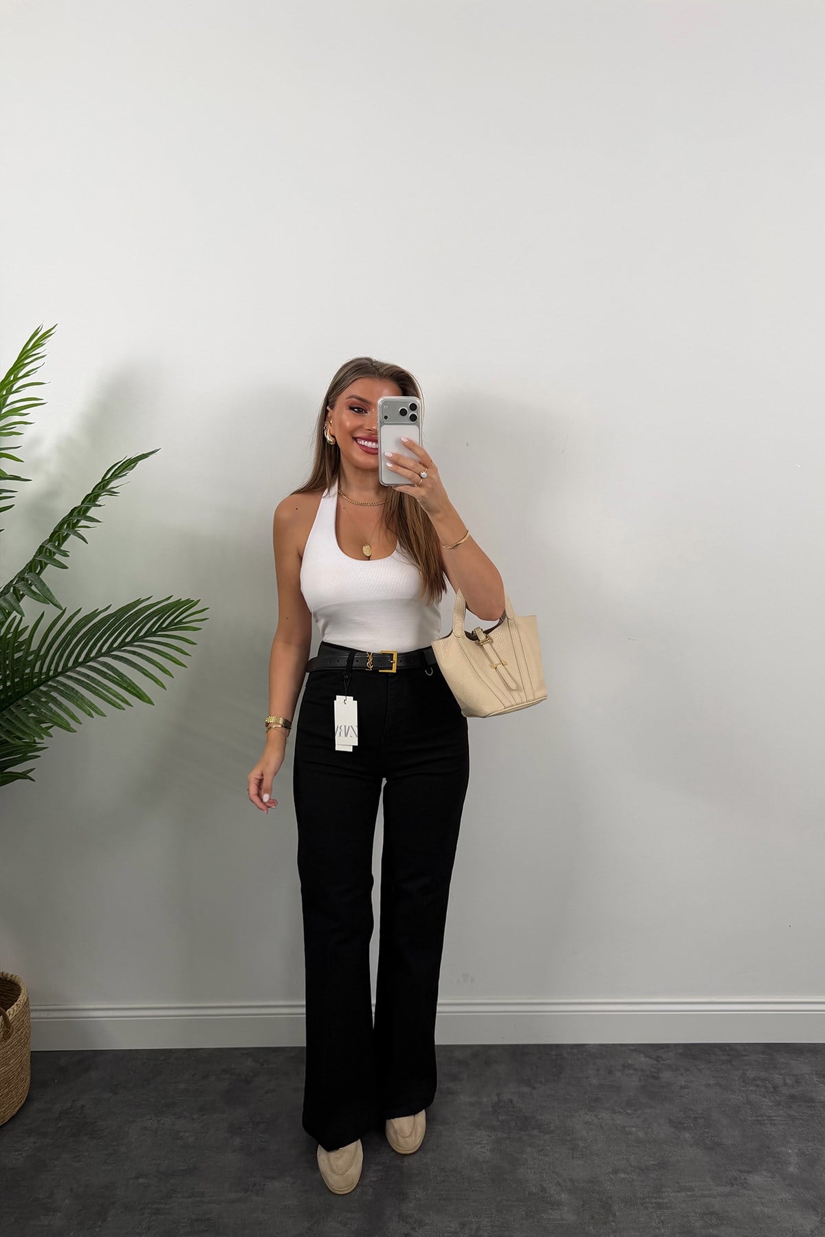 Premium Seri Kalem Paça Ütülü Palazzo Jean Süper Black Siyah