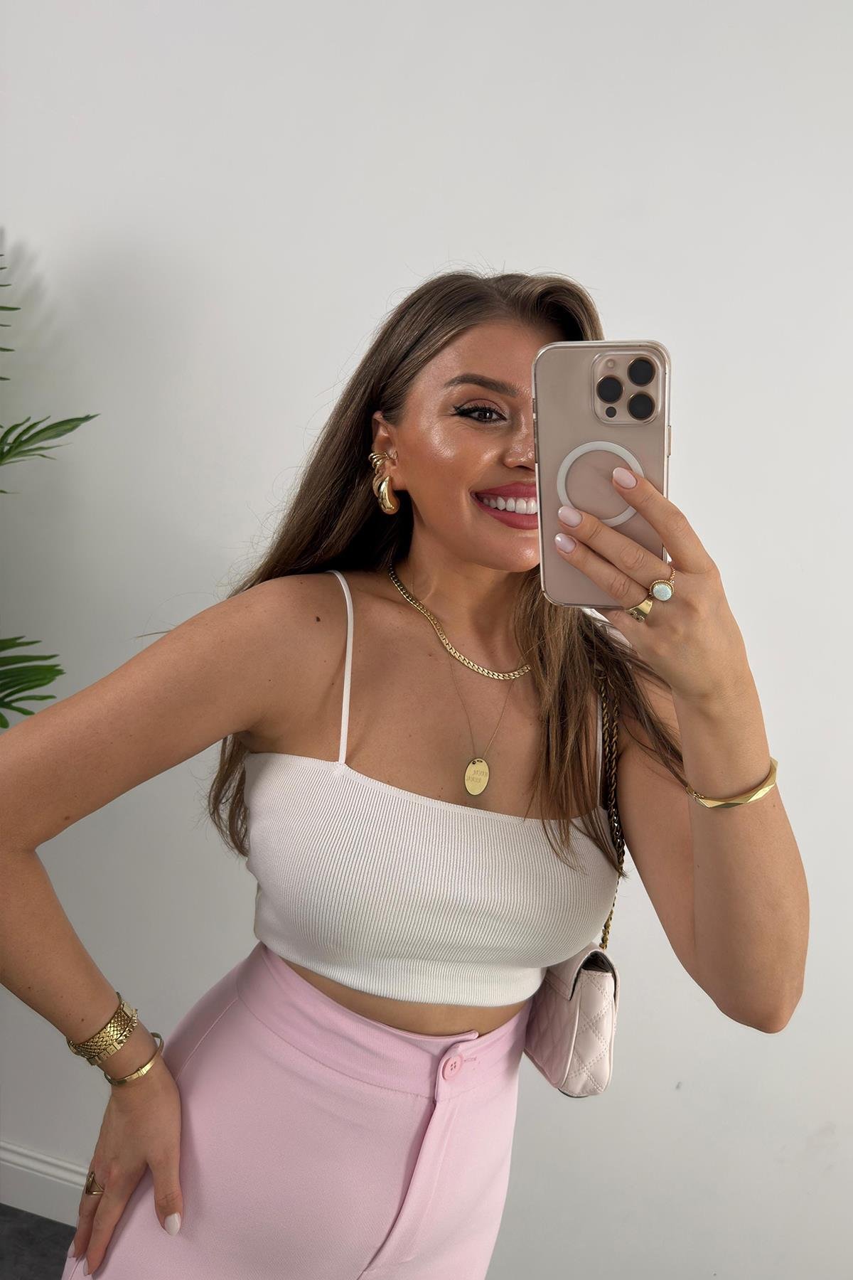 Premium Seri Kalın Kumaş Double Atlas Palazzo Pastel Pembe