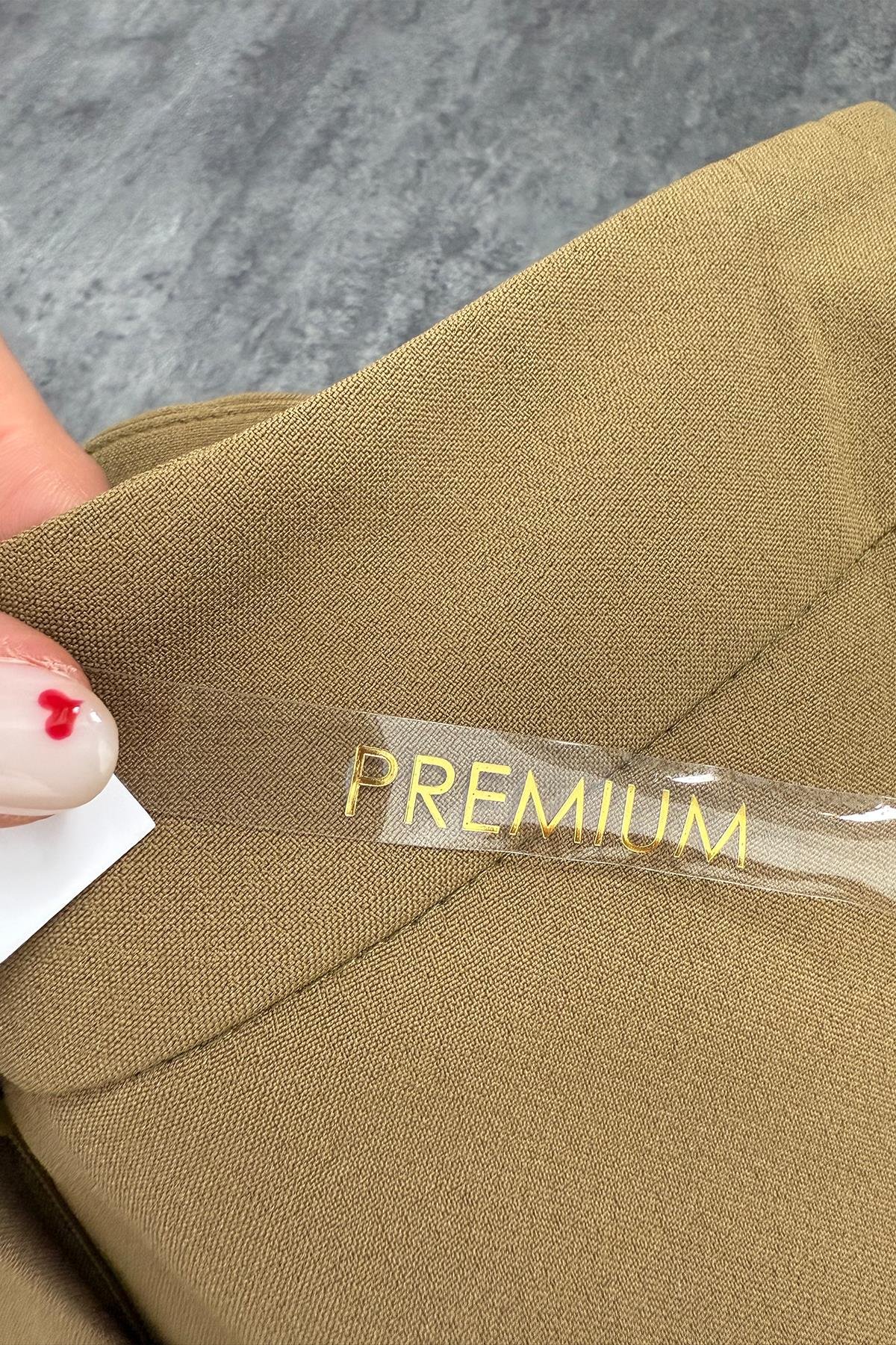 Premium Seri Kalın Kumaş Double Atlas Palazzo Olive