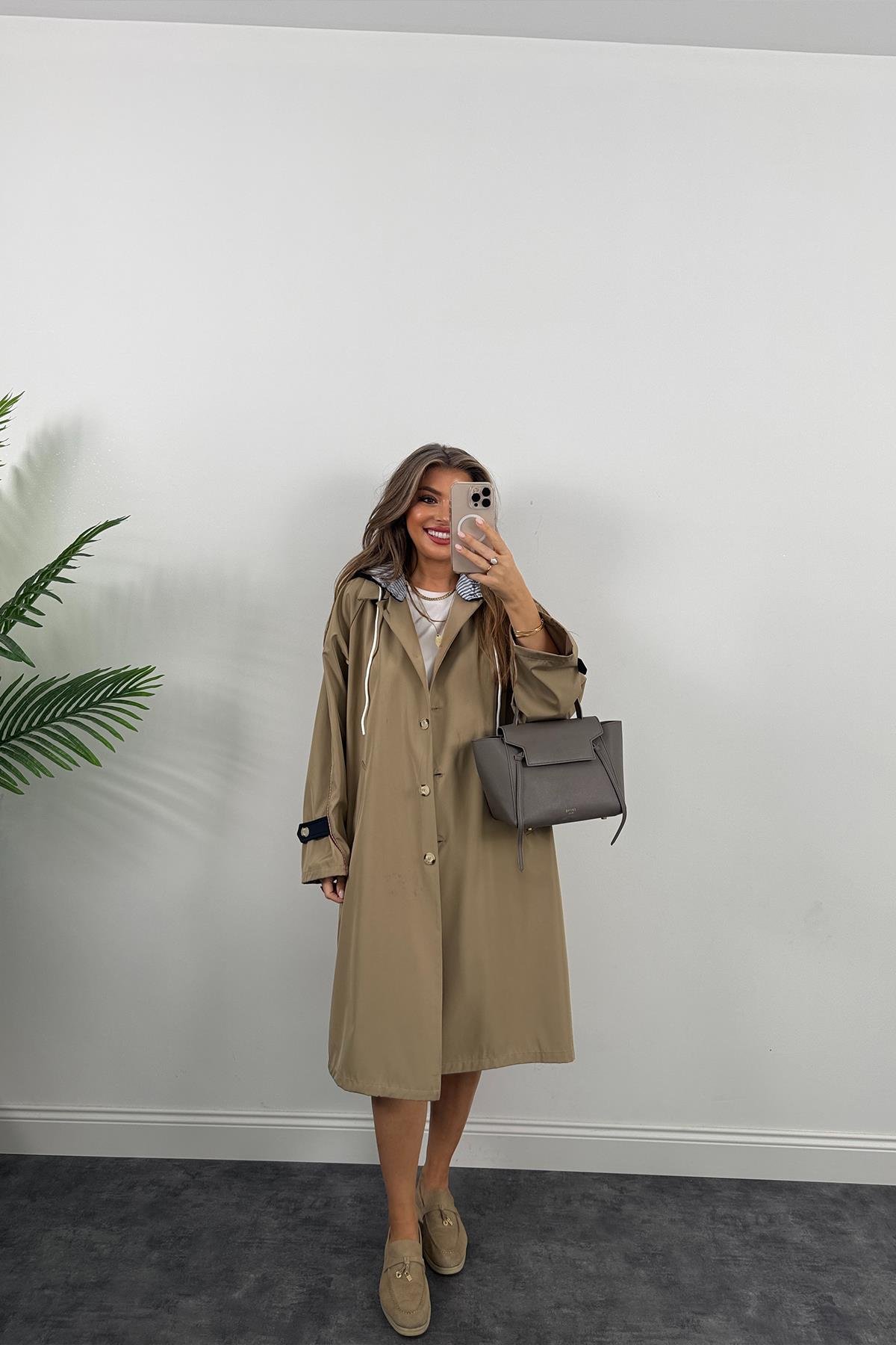 Premium Seri Kapüşonlu Tasarım London Trençkot