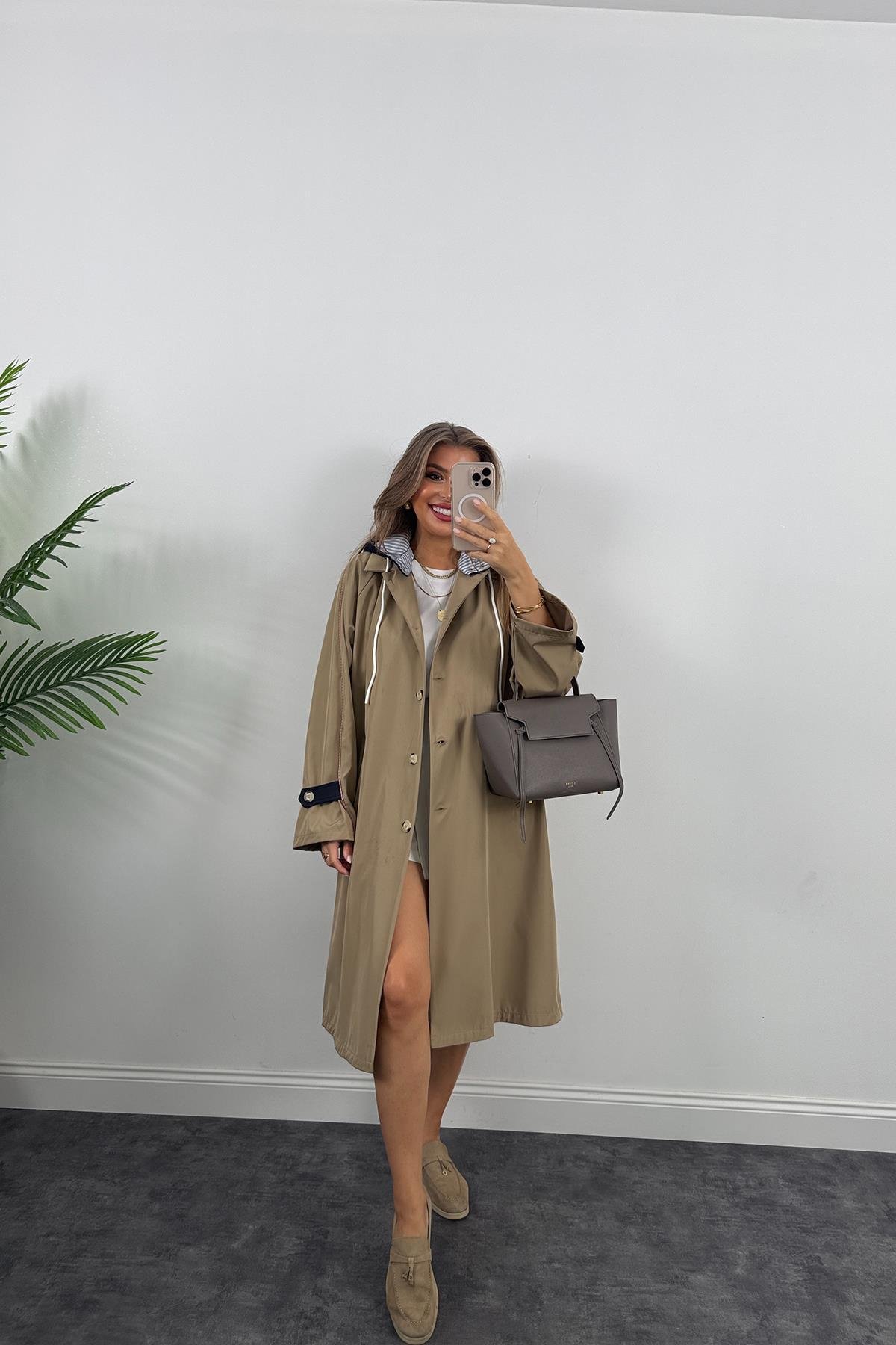 Premium Seri Kapüşonlu Tasarım London Trençkot