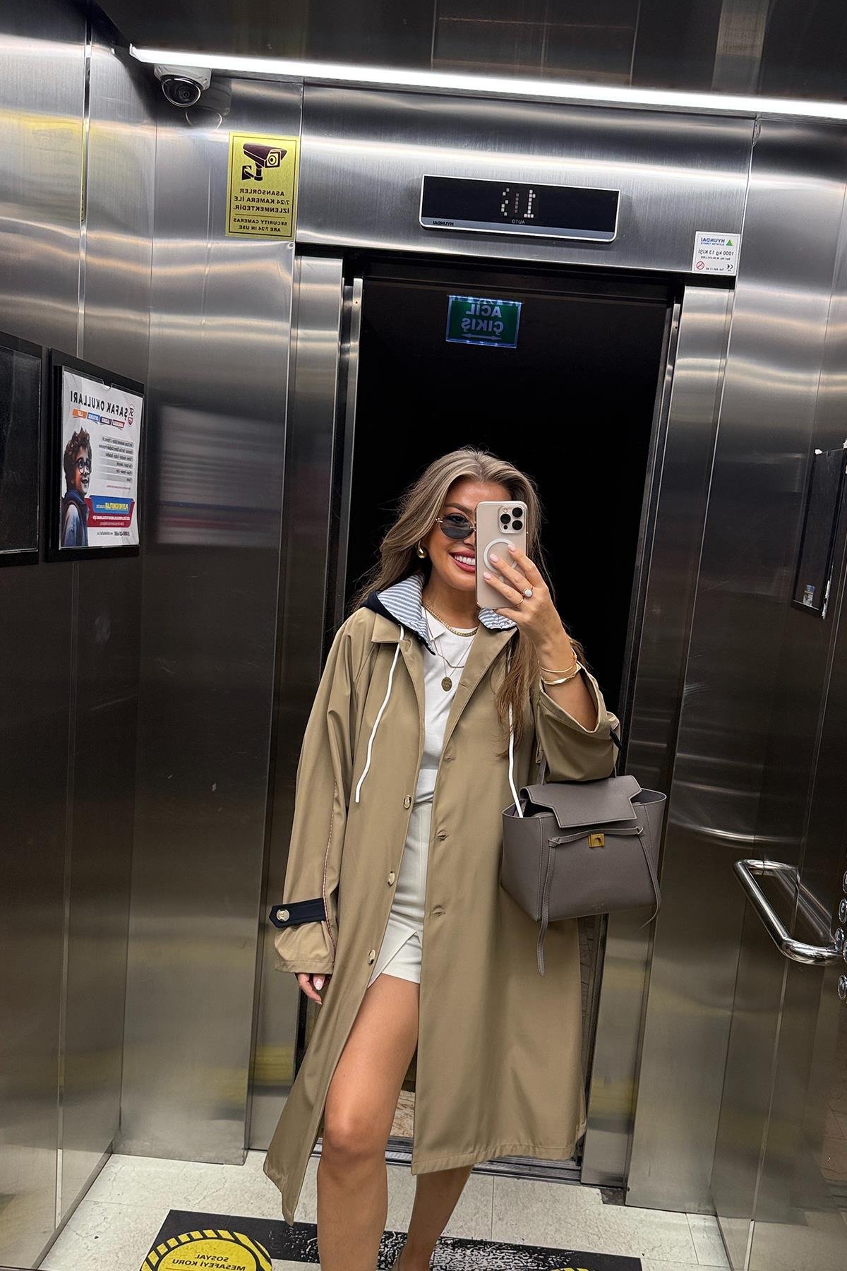 Premium Seri Kapüşonlu Tasarım London Trençkot