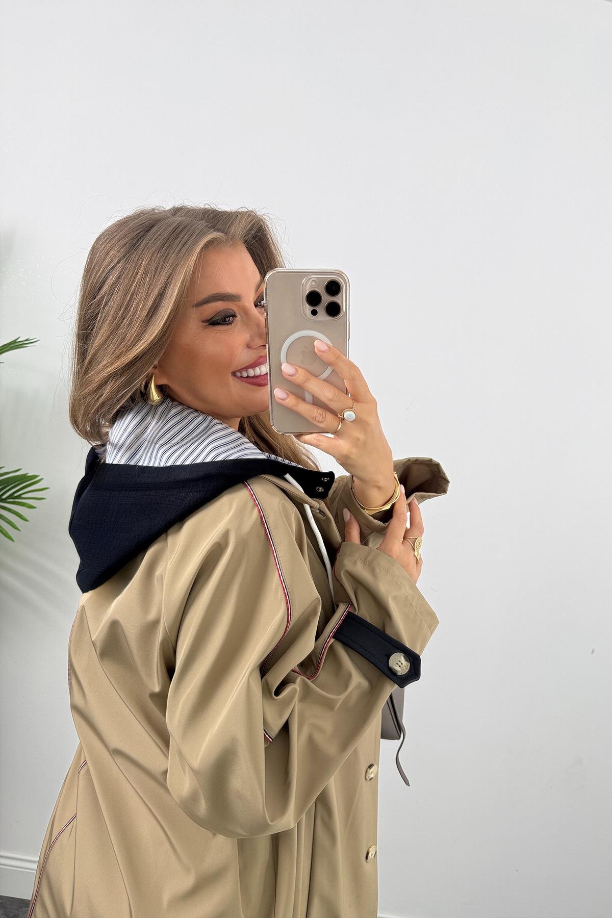 Premium Seri Kapüşonlu Tasarım London Trençkot