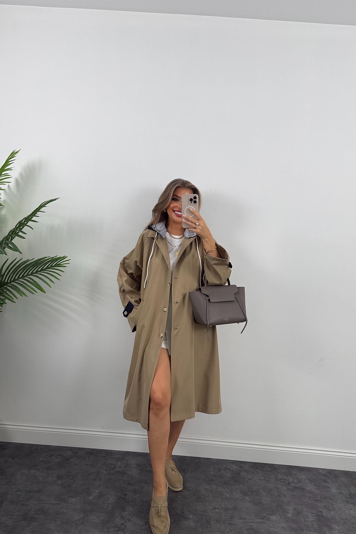 Premium Seri Kapüşonlu Tasarım London Trençkot