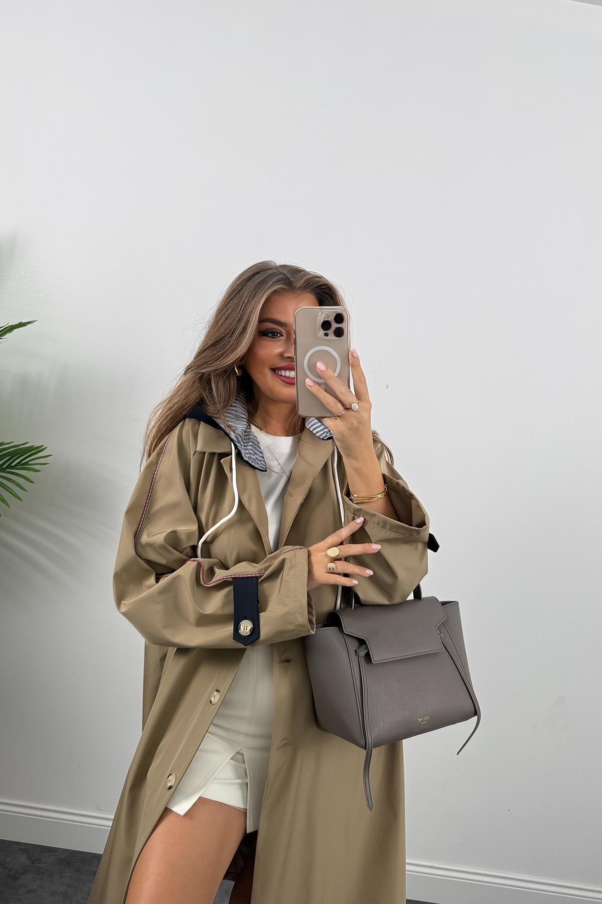 Premium Seri Kapüşonlu Tasarım London Trençkot