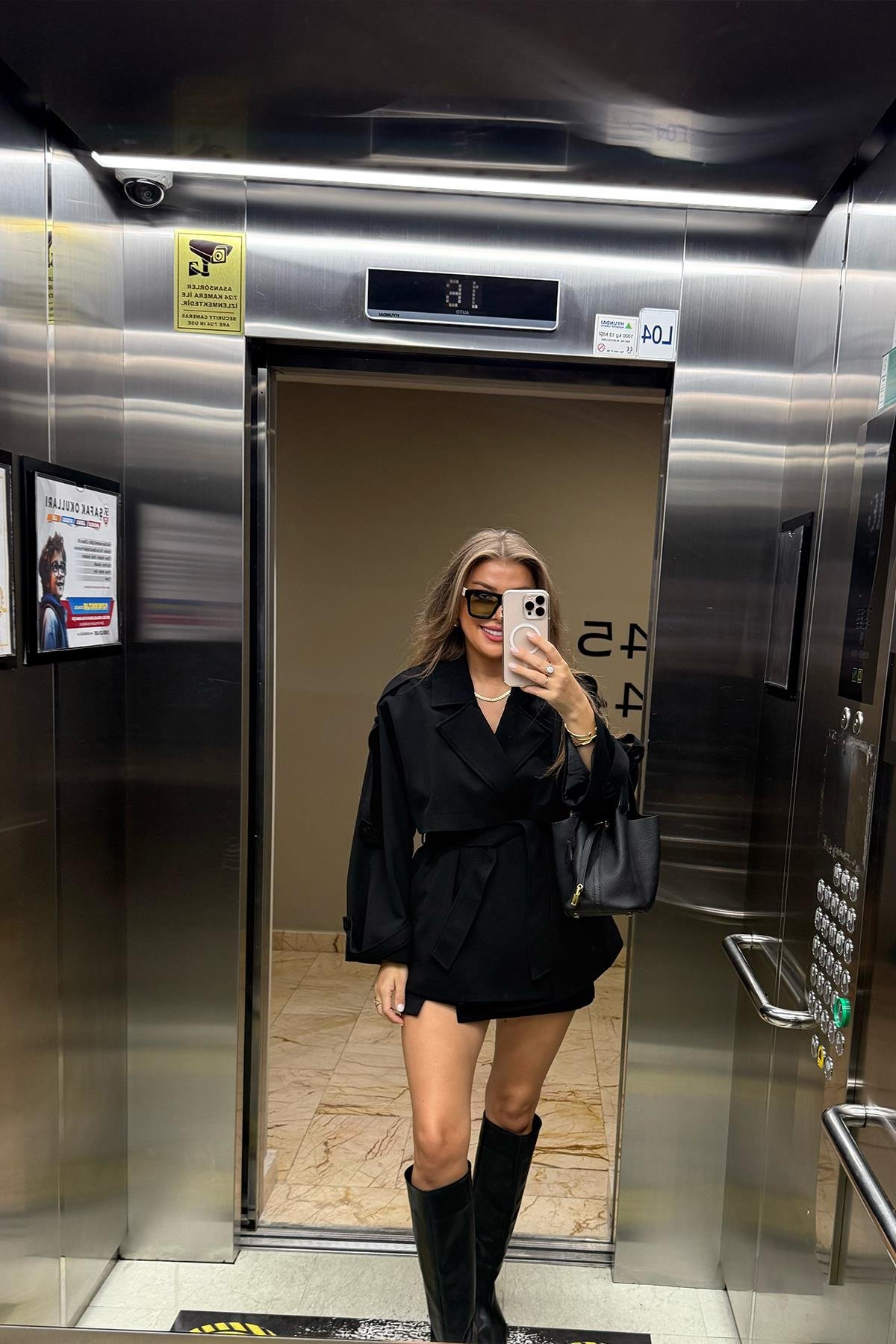 Premium Seri Lüx Double Kumaş Orta Boy Trençkot Siyah