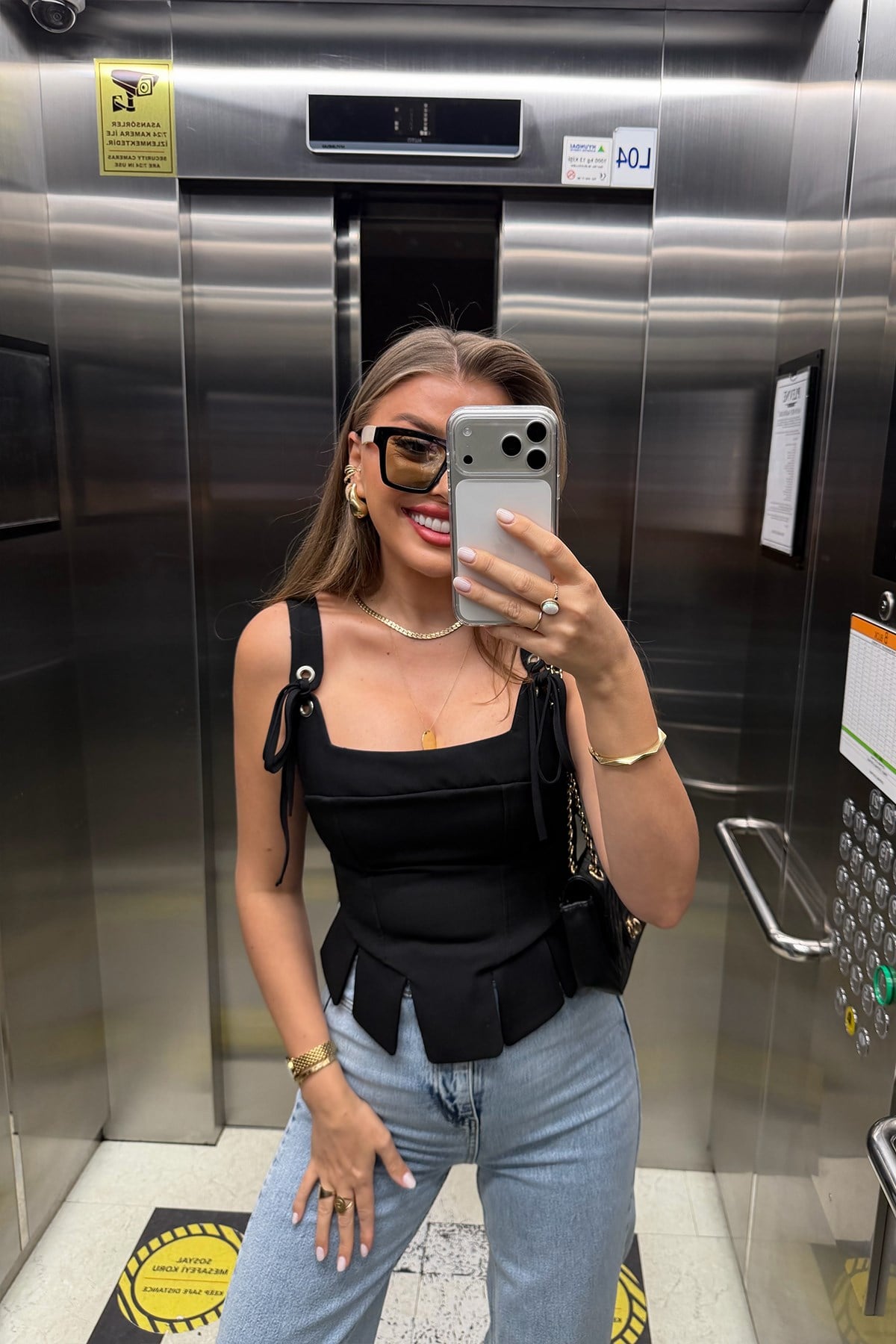 Premium Seri Pinterest Korse Tasarım Bluz Siyah