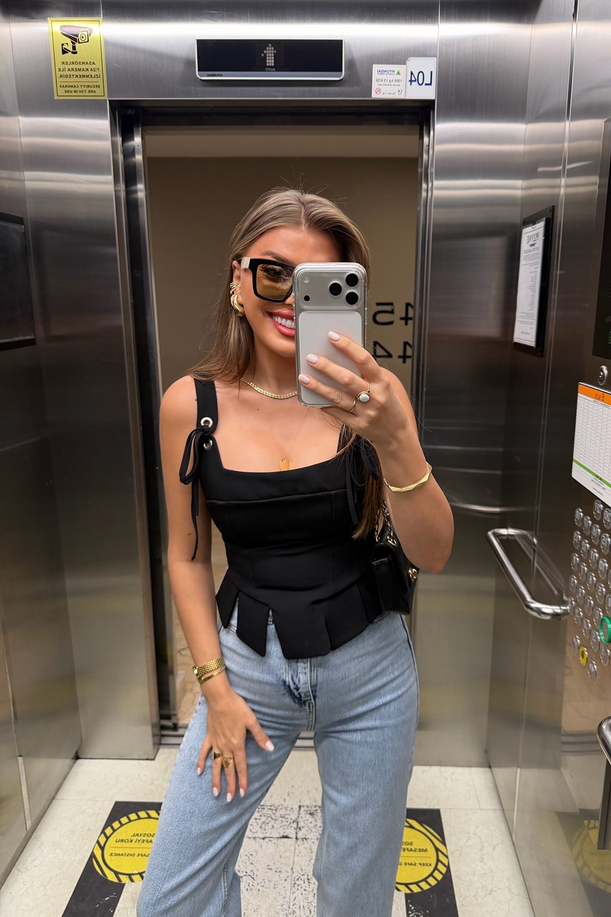 Premium Seri Pinterest Korse Tasarım Bluz Siyah