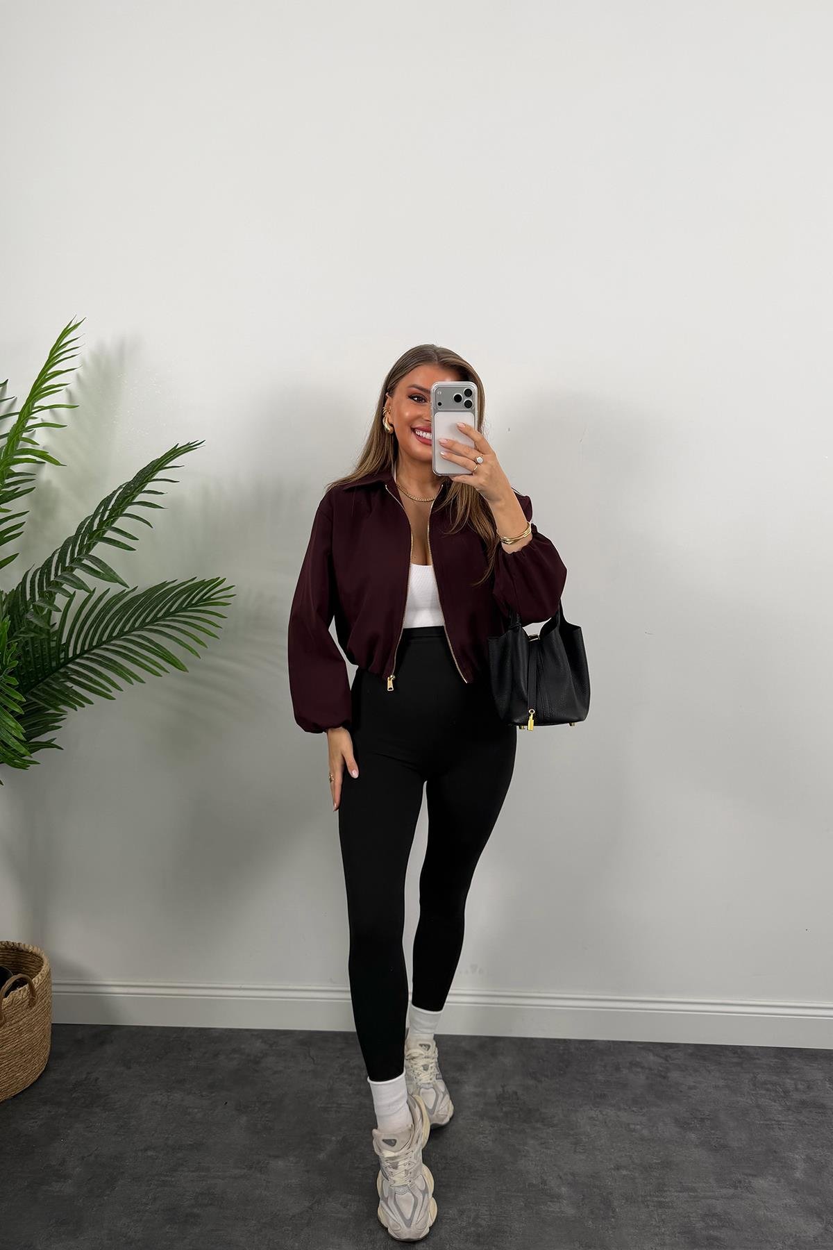 Premium Seri Poliviskon Bomber Ceket Mürdüm