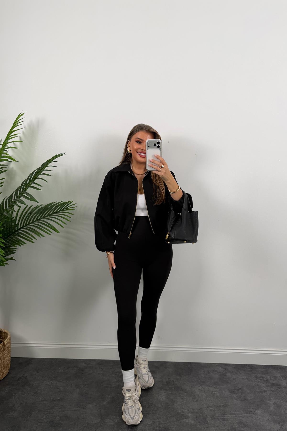 Premium Seri Poliviskon Bomber Ceket Siyah