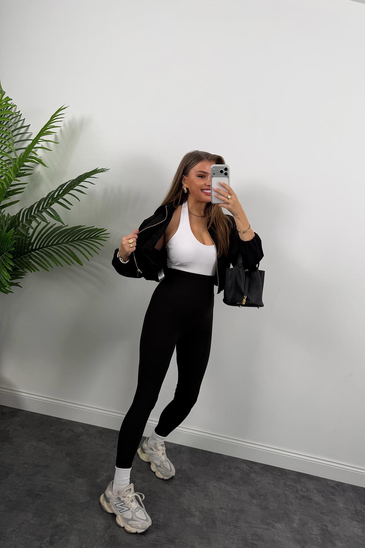 Premium Seri Poliviskon Bomber Ceket Siyah