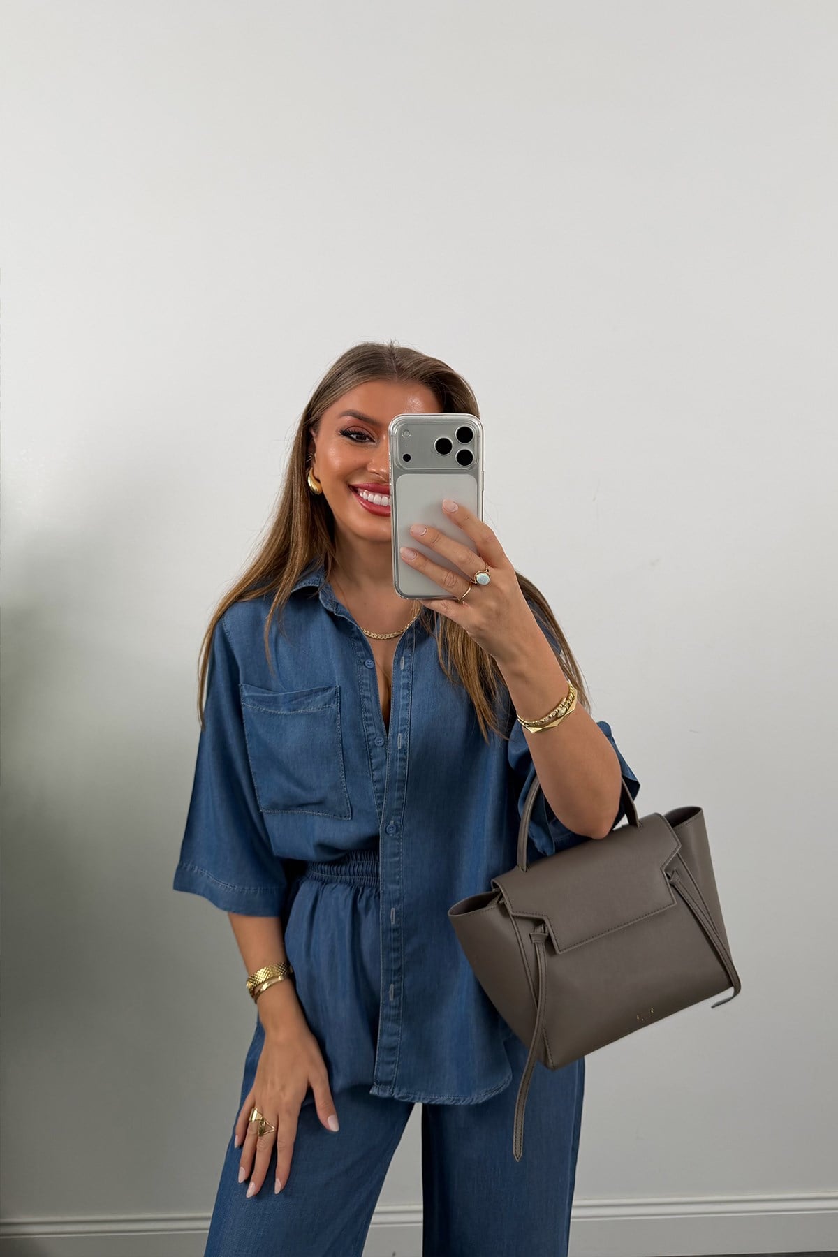 Premium Seri Tensel Jean Takım Klasik Mavi