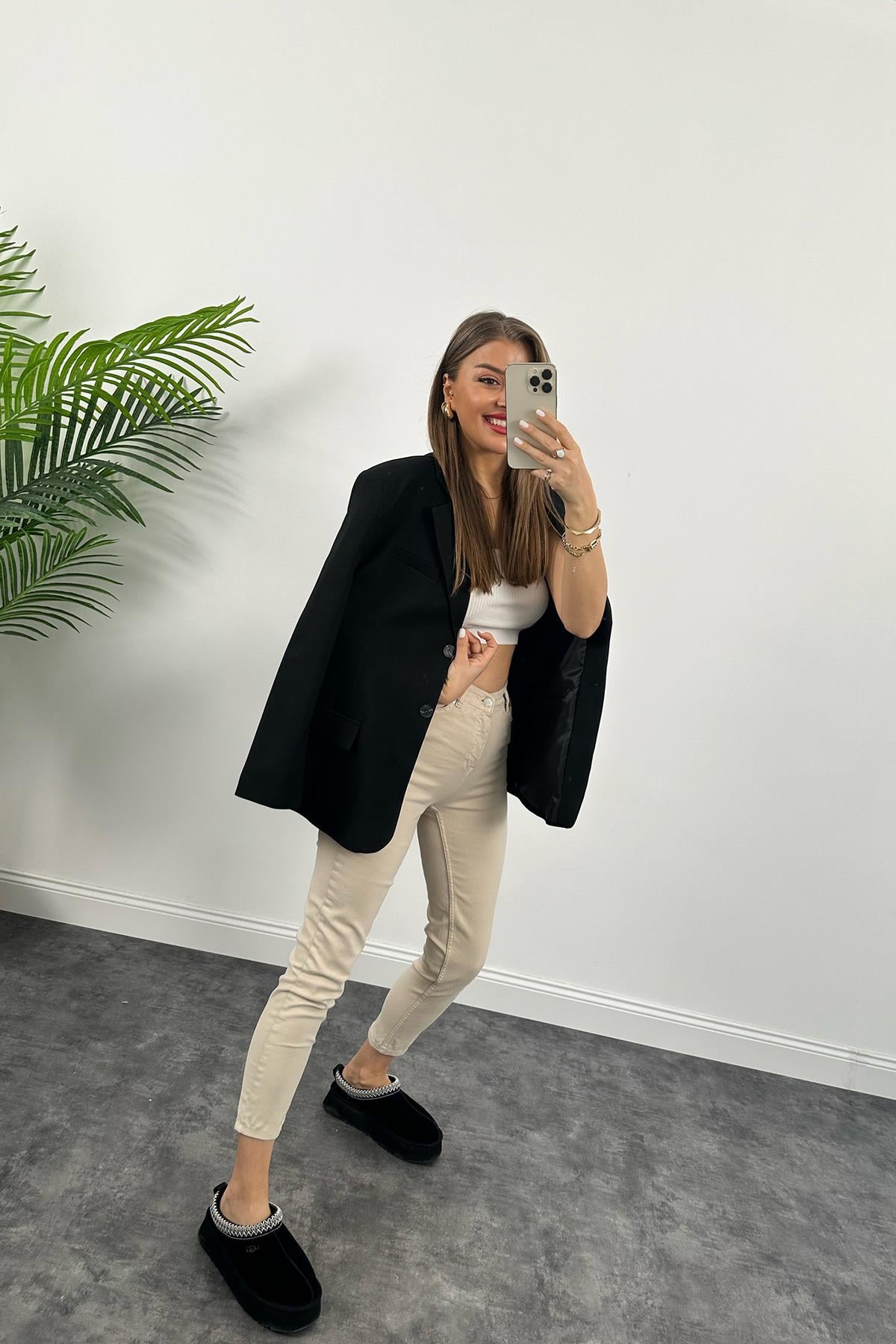 Topshop Jamie Push Up Efektli Power Likra Soft Touche Jean Taş