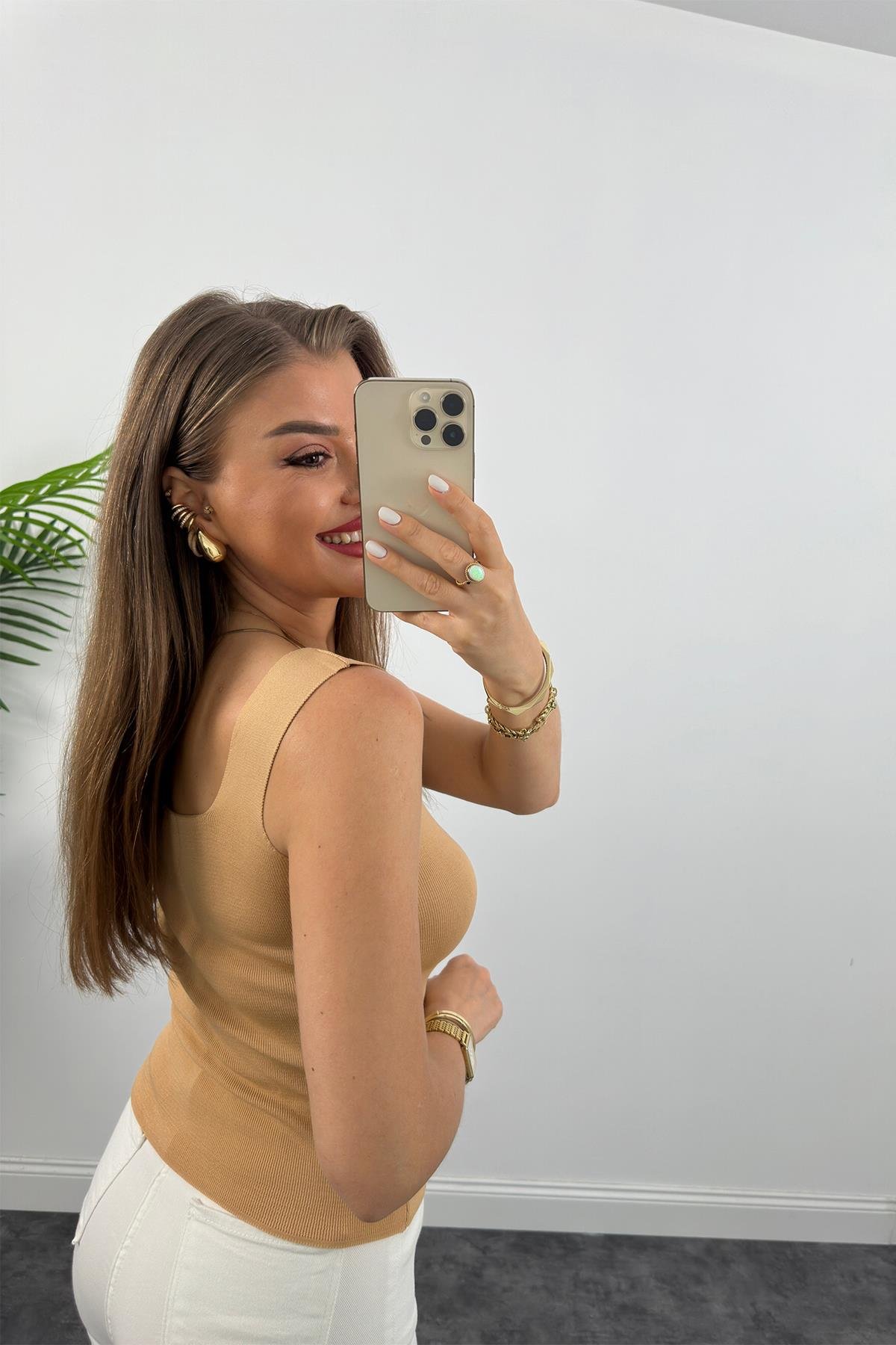 Uzun Boy Elit Triko Kare Yaka Likralı Atlet Nude