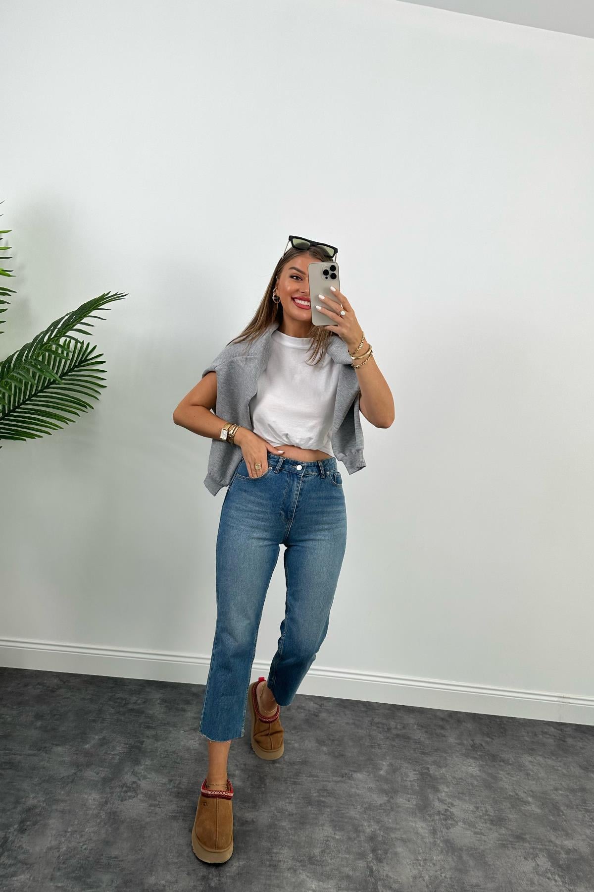Zra Kesik Paça Flare Jean Deep Blue