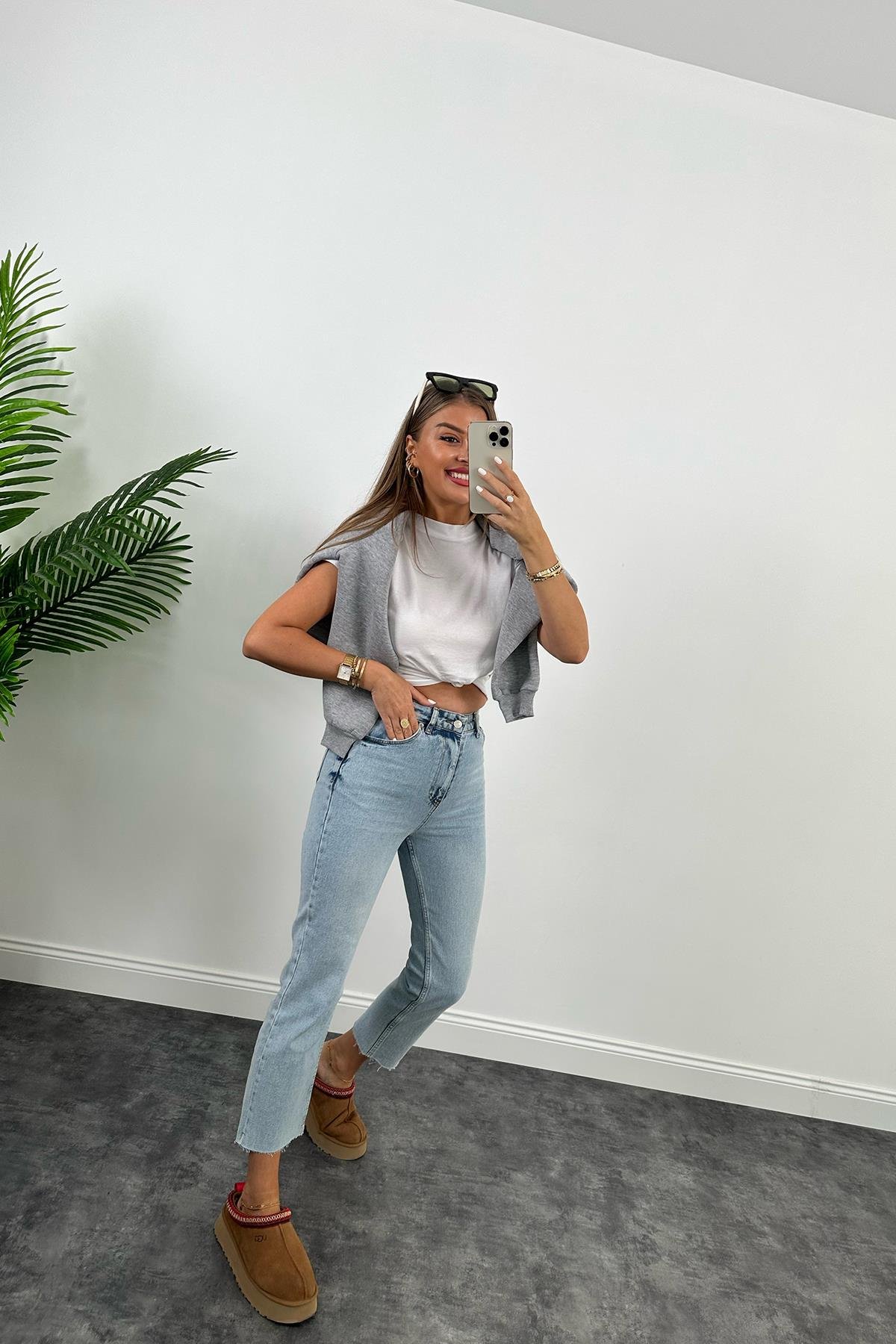 Zra Kesik Paça Flare Jean Light Blue