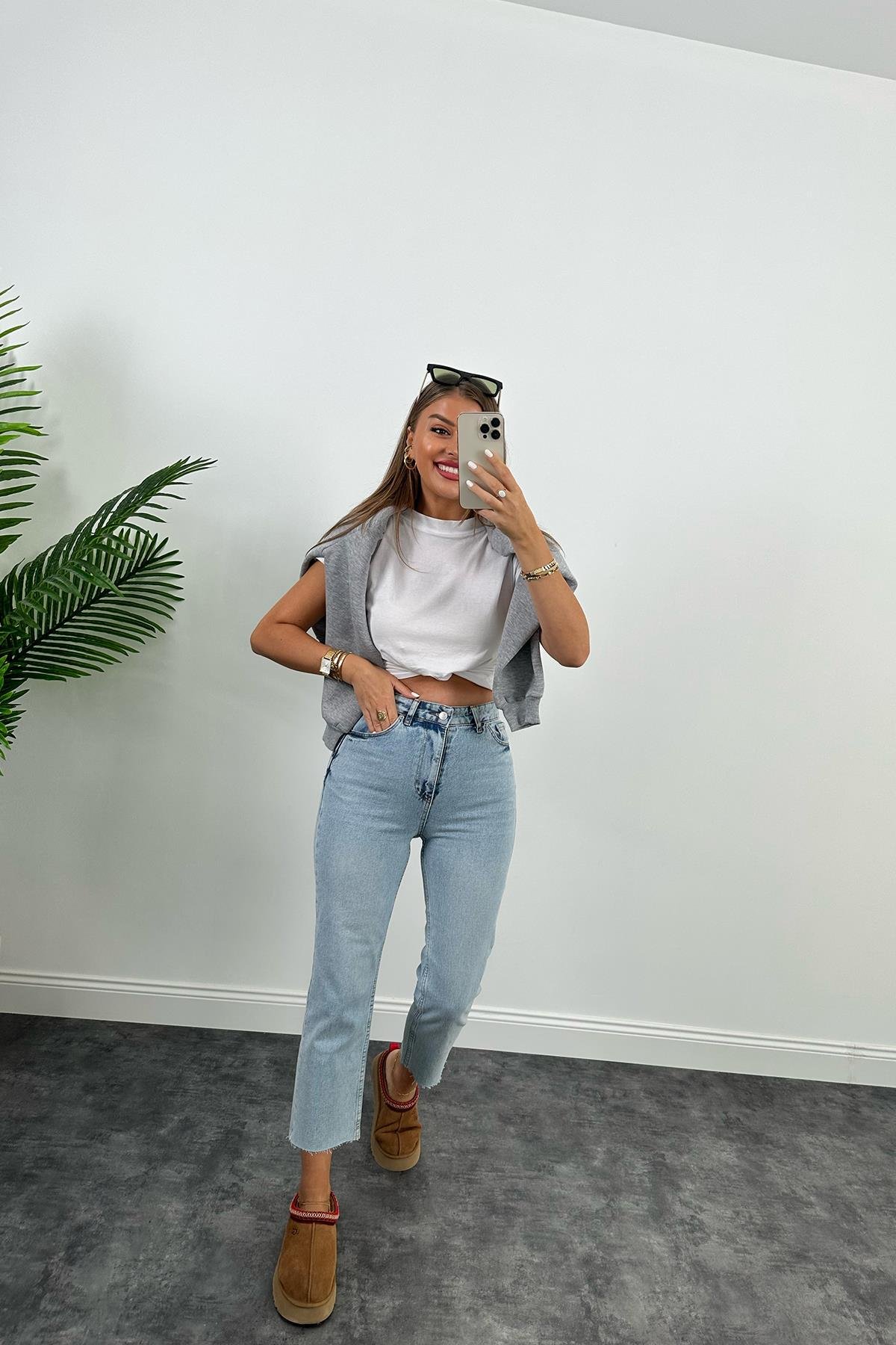 Zra Kesik Paça Flare Jean Light Blue