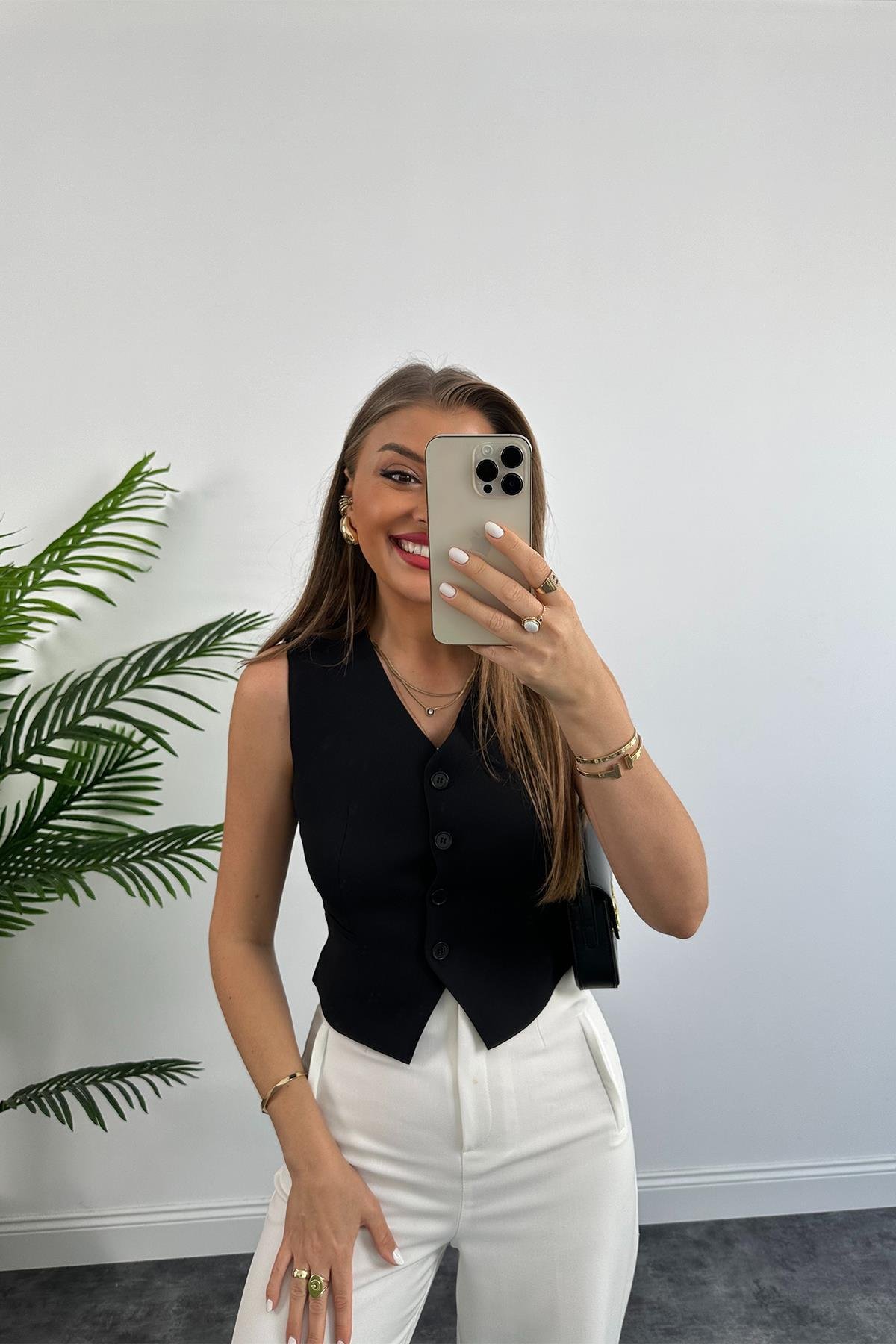 Zra Model Double Atlas Kumaş Astarlı Basic Yelek Siyah