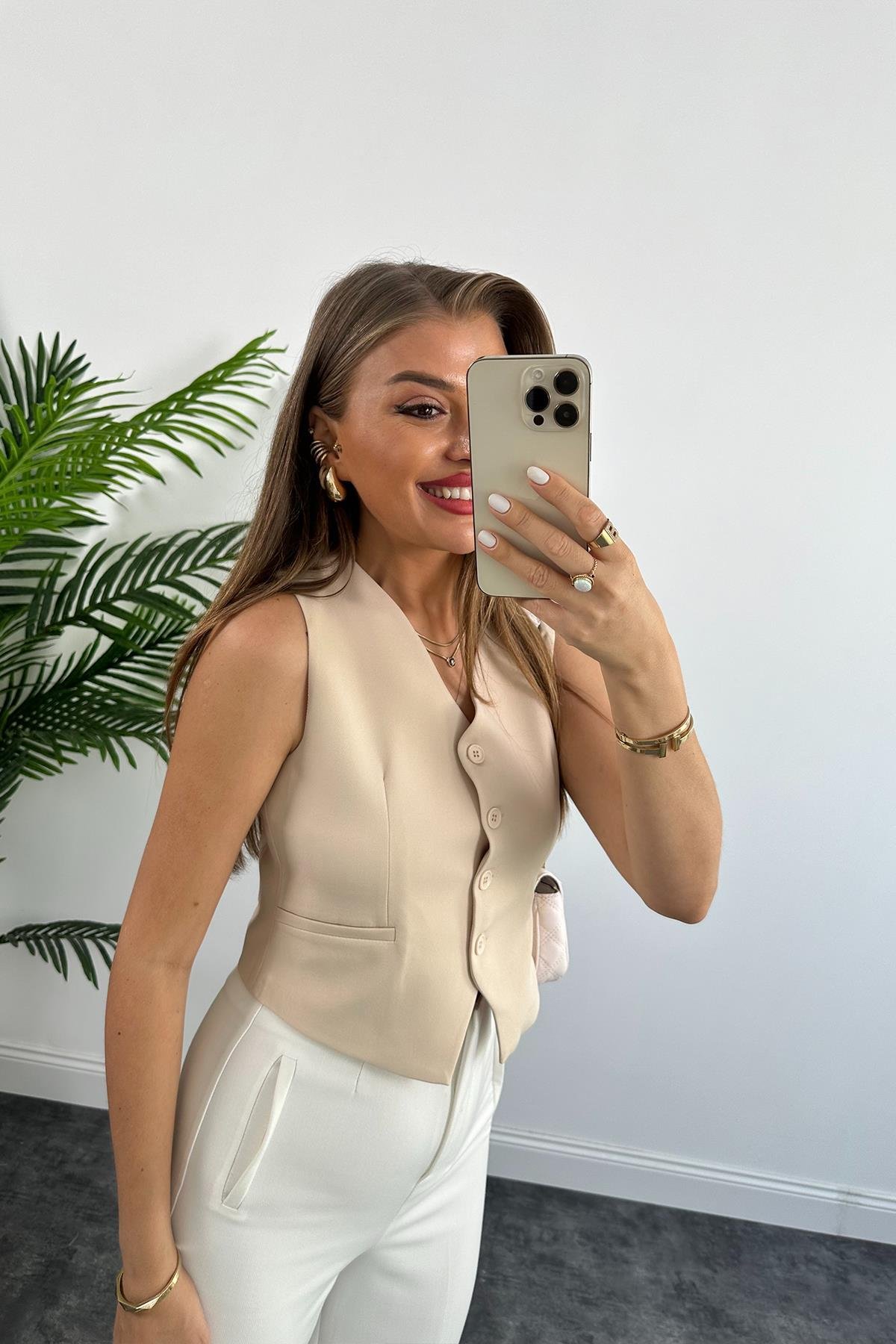 Zra Model Double Atlas Kumaş Astarlı Basic Yelek Taş