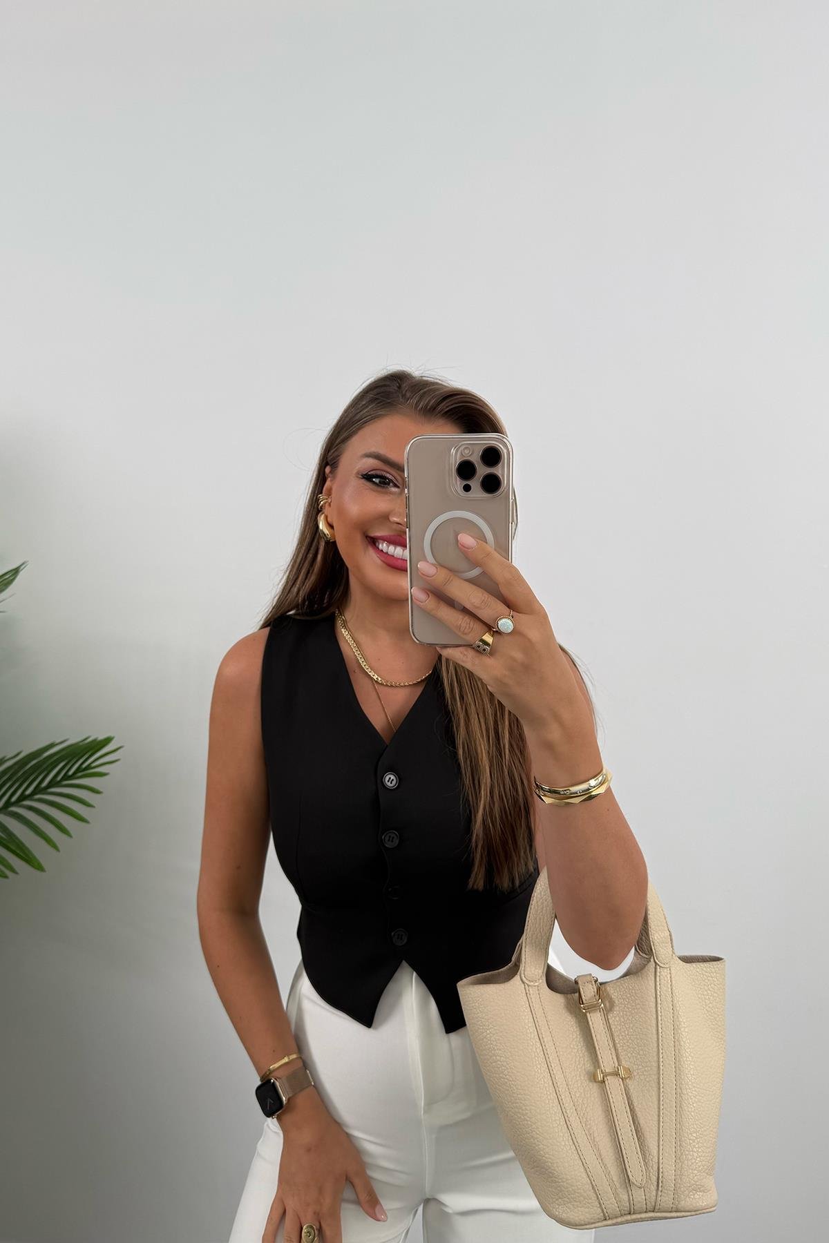 Zra Model Double Atlas Kumaş Astarlı Basic Yelek Siyah 