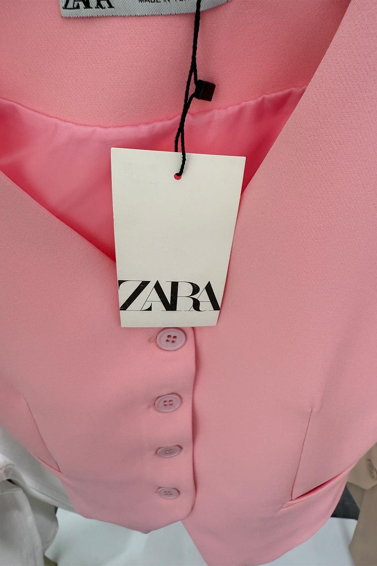 Zra Model Double Atlas Kumaş Astarlı Basic Yelek Tatlı Pembe