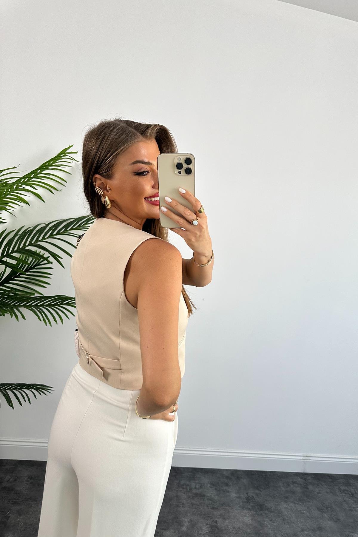 Zra Model Double Atlas Kumaş Astarlı Basic Yelek Taş