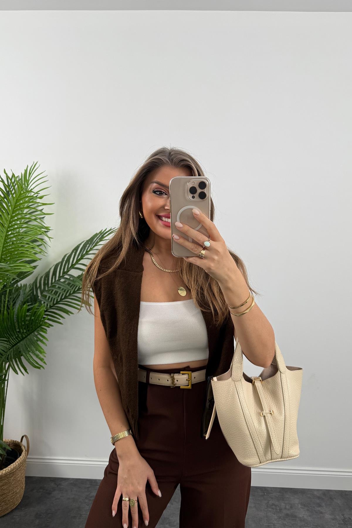 Zra Model Pileli Dökümlü Palazzo Kahverengi