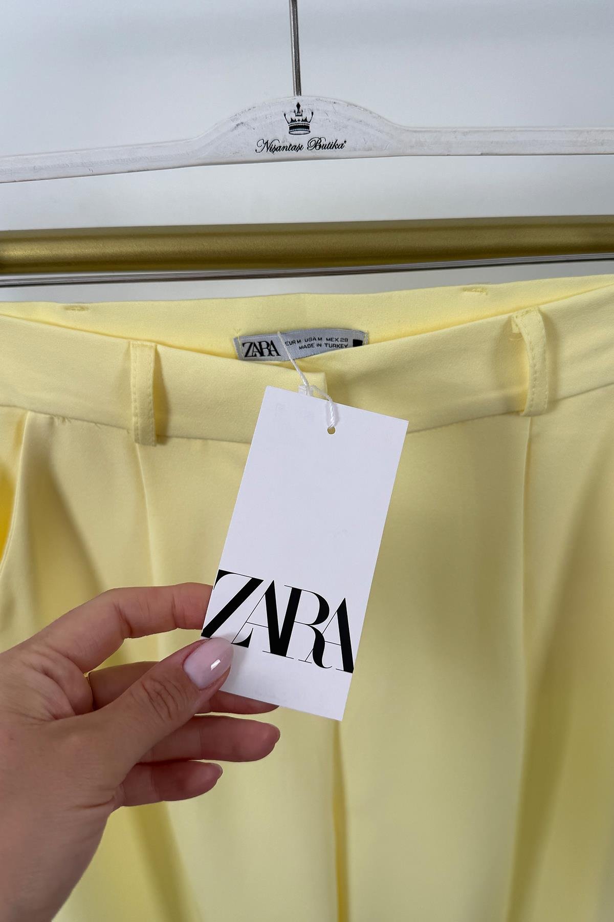 Zra Model Pileli Dökümlü Palazzo Sarı