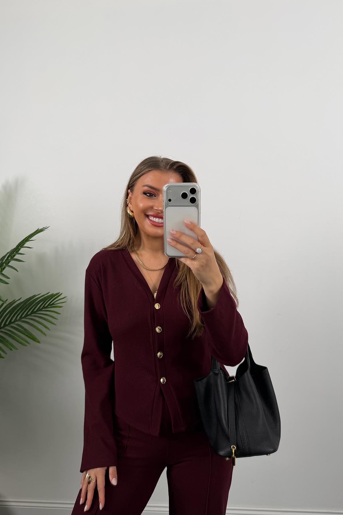 Zra Model Selanik Triko Yumoş Takım Bordo