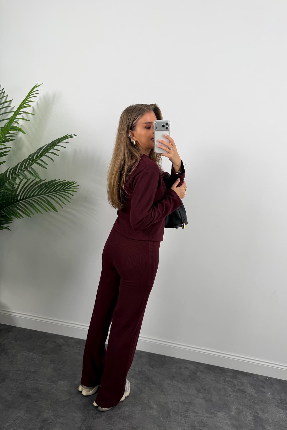 Zra Model Selanik Triko Yumoş Takım Bordo