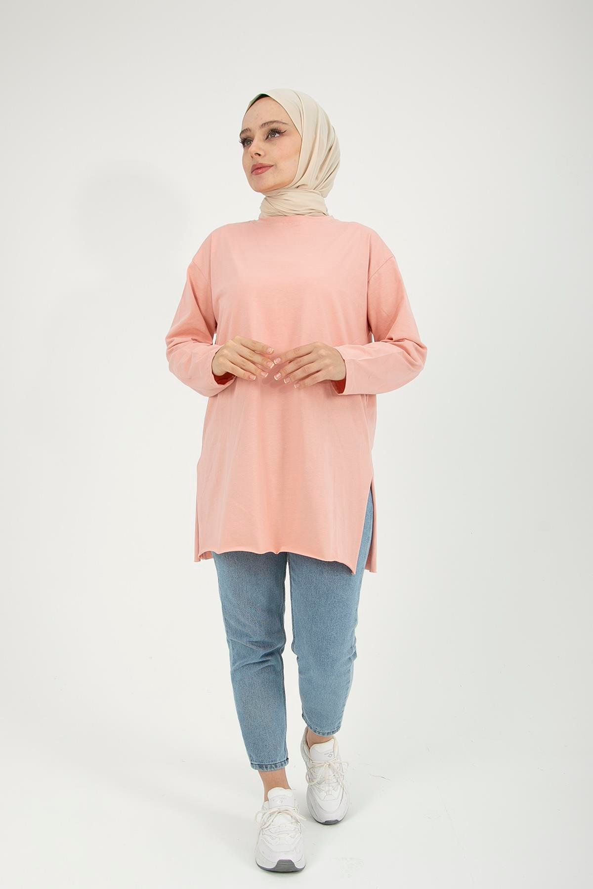 Kadın Pudra Uzun Kol Tshirt