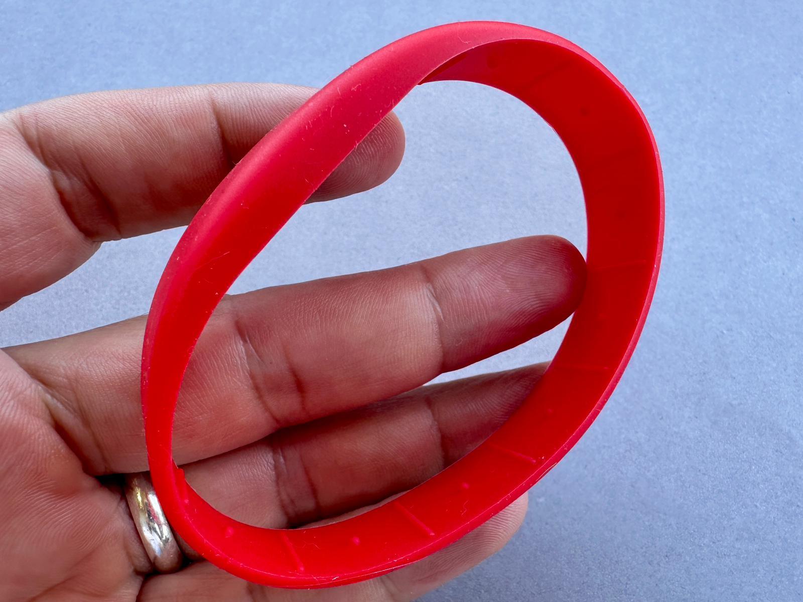 13.56Mhz Silikon RFID Bileklik Kırmızı 65MM