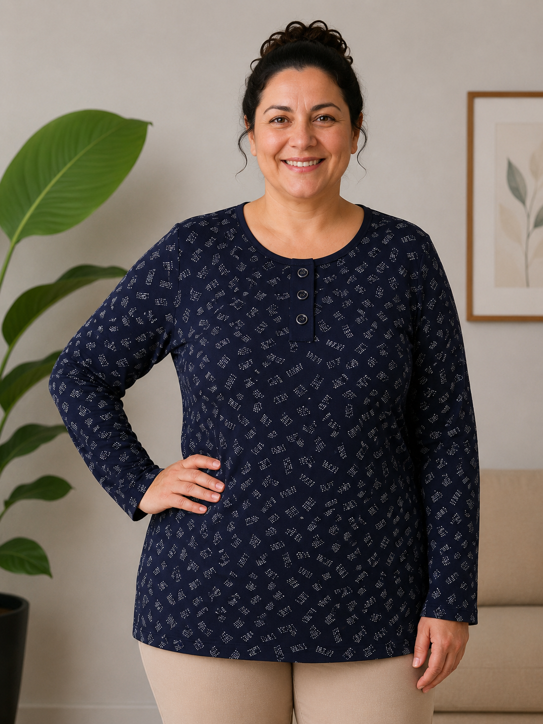 Büyük Beden Anne Penye Bluz 4805