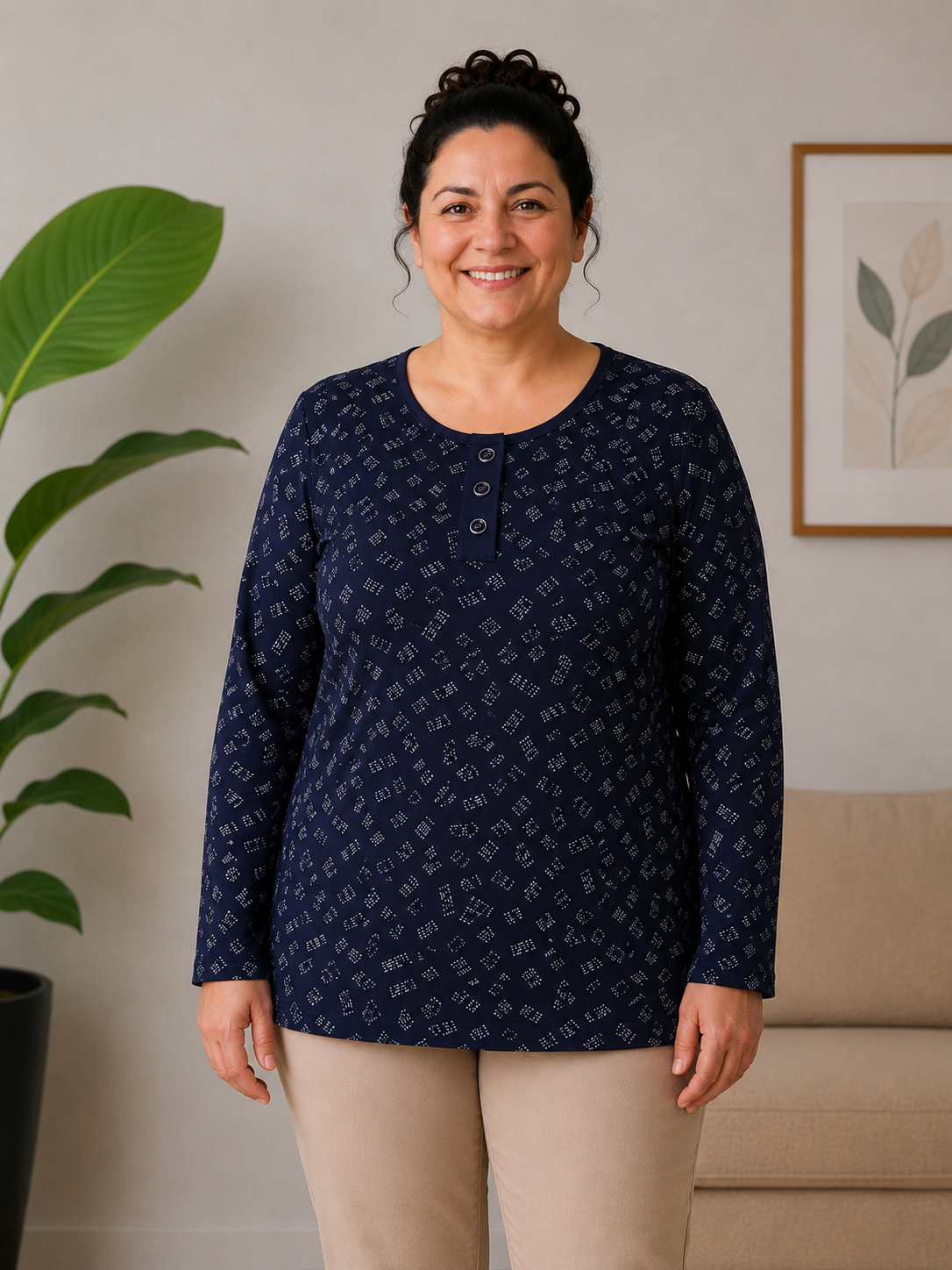 Büyük Beden Anne Penye Bluz 4805