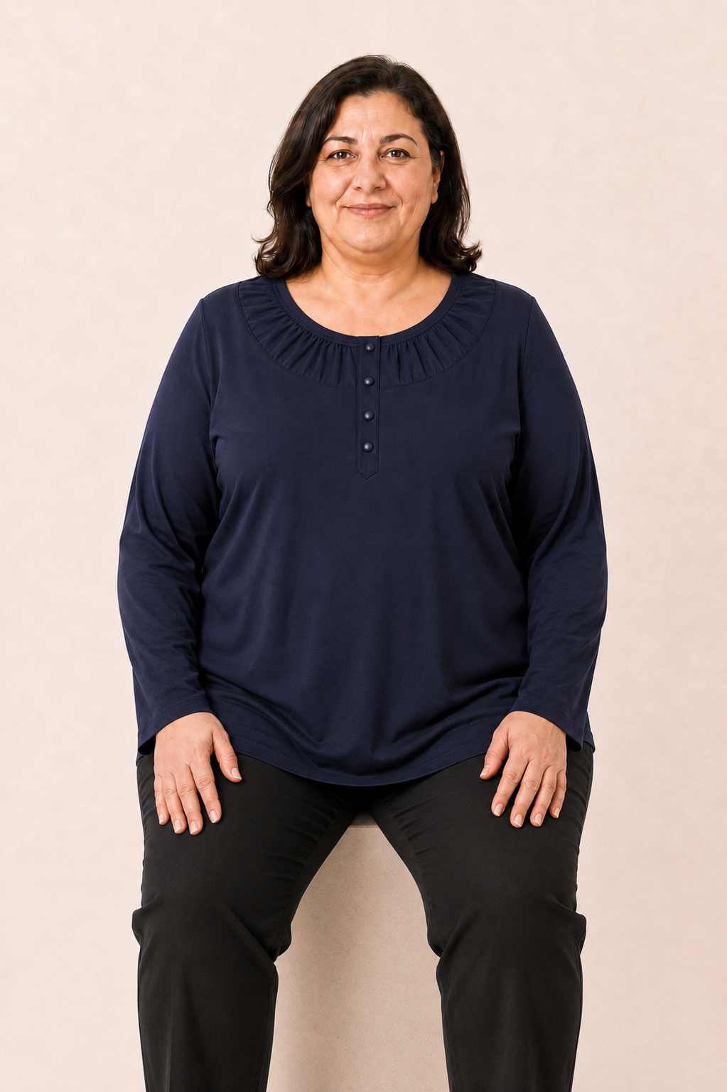 Büyük Beden Sade Anne Penye Bluz 407