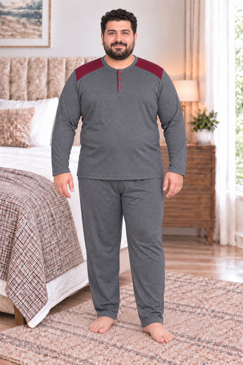 Erkek Büyük Beden Penye Pijama Takımı 8585