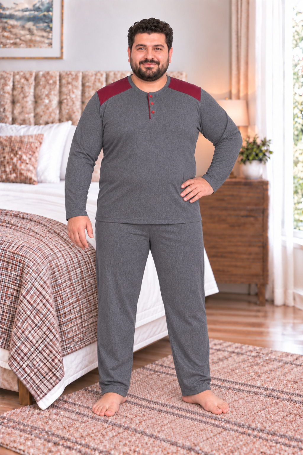 Erkek Büyük Beden Penye Pijama Takımı 8585