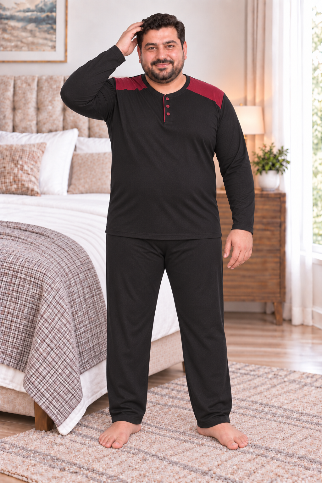 Erkek Büyük Beden Penye Pijama Takımı 8585