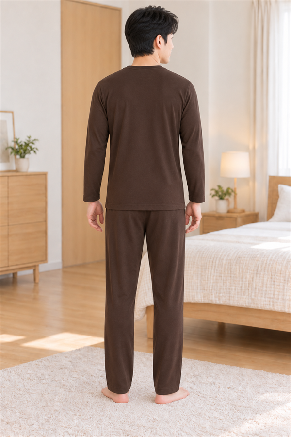 Erkek İnterlok Rahat Kalıp Ekoseli Yuvarlak Yaka Pamuk Pijama Takımı 6854