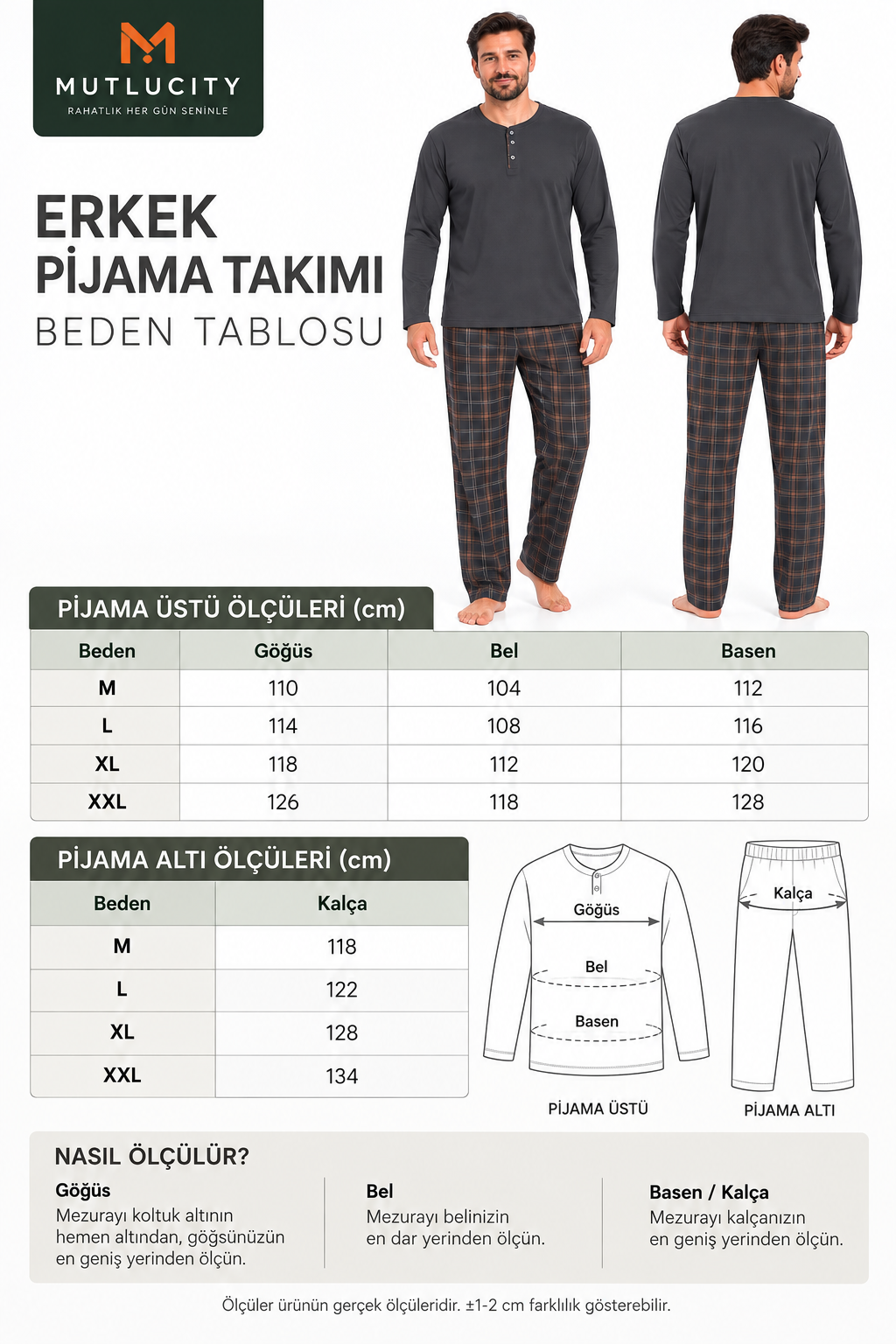 Erkek İnterlok Rahat Kalıp Ekoseli Yuvarlak Yaka Pamuk Pijama Takımı 6860
