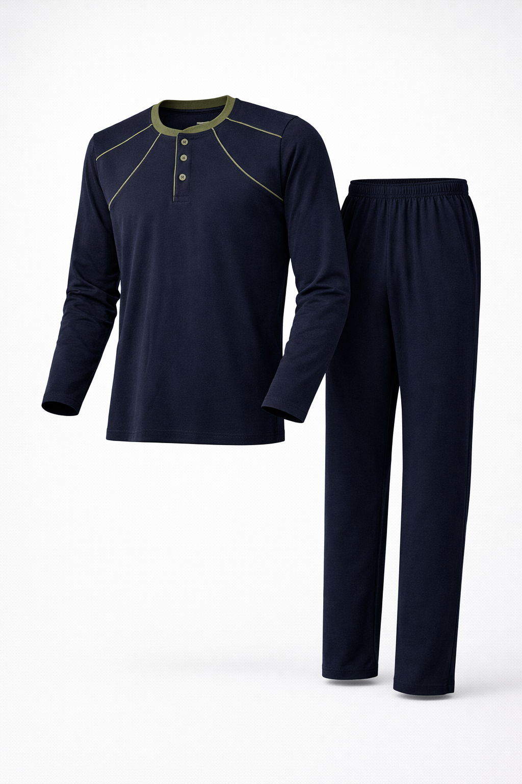Erkek İnterlok Rahat Kalıp Sıfır Yaka Yüksek Kalite Pamuk Pijama Takımı 16670